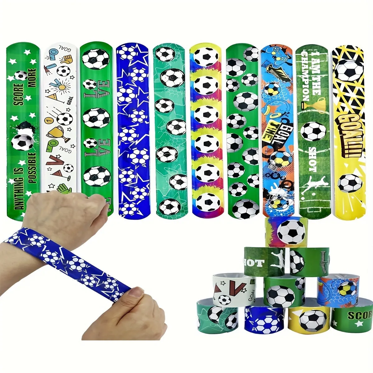 10pcs Football Slap Bracelets Perfect Sports Party Gift Set