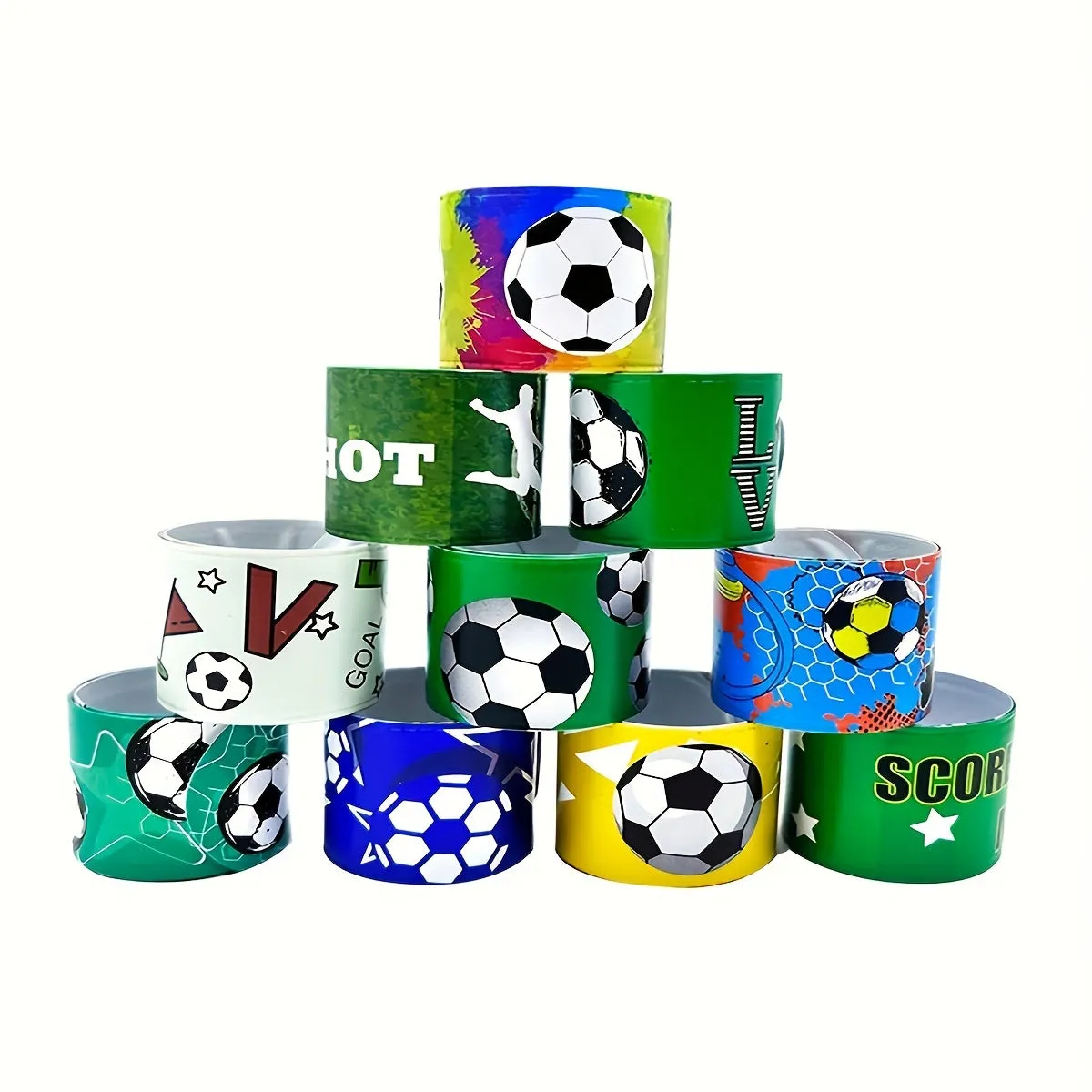 10pcs Football Slap Bracelets Perfect Sports Party Gift Set