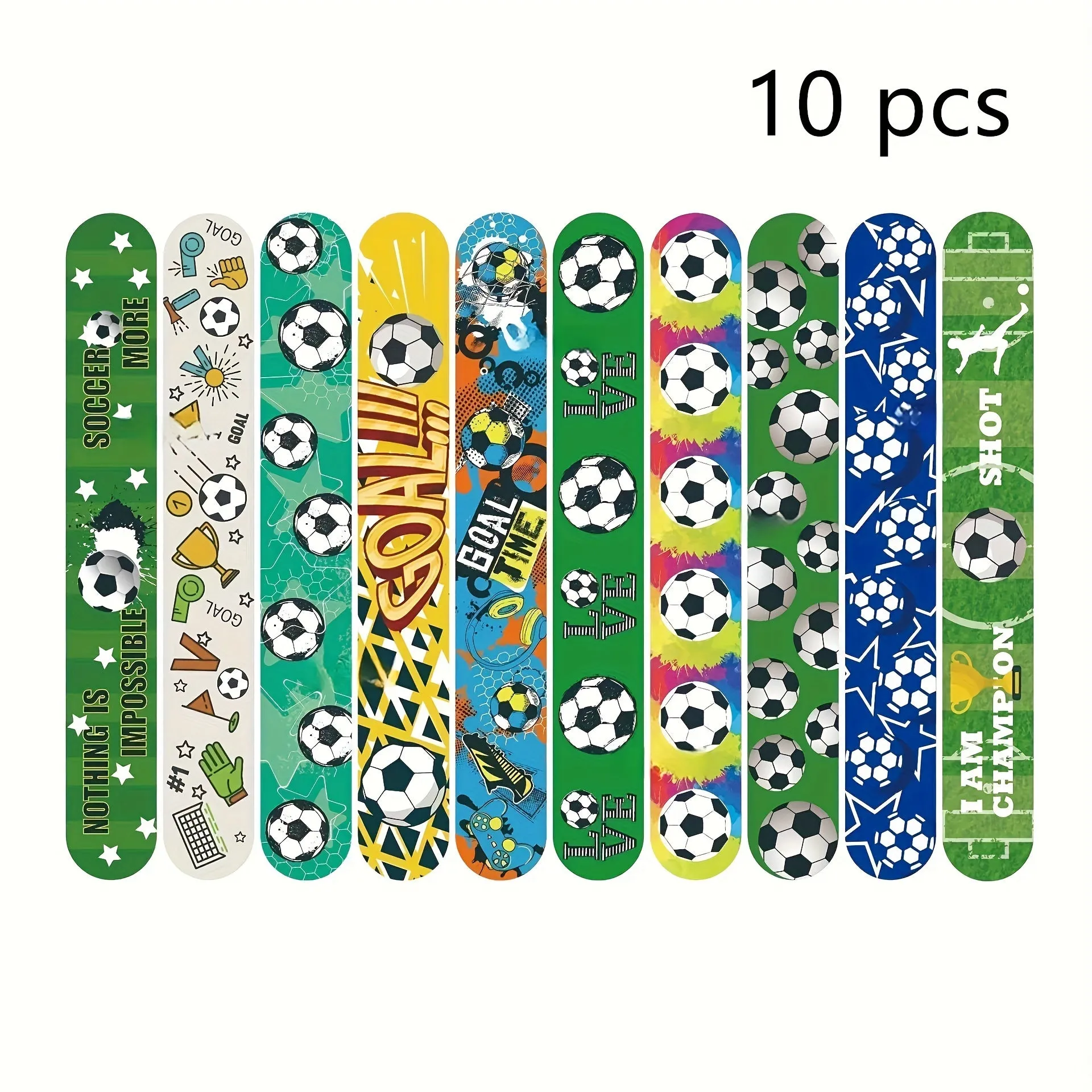 10pcs Football Slap Bracelets Perfect Sports Party Gift Set
