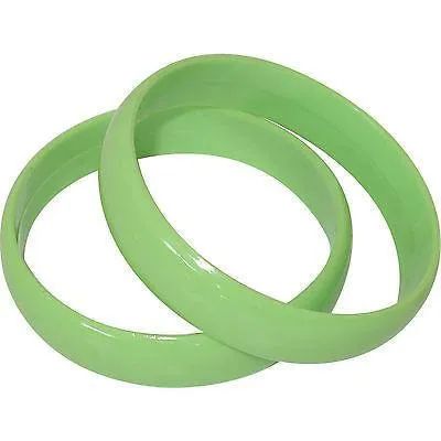 2 Green Bracelets Bangles Girl 80s Eighties 1980s Fancy Dress Costume Jewellery