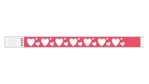 3/4" Tyvek® Wristbands - Hearts