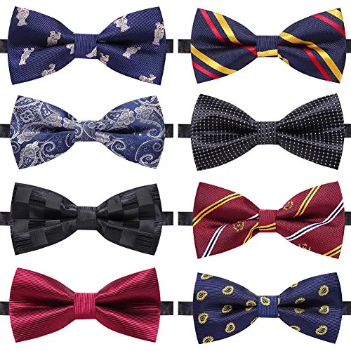 8 PACKS Elegant Adjustable Pre-tied bow ties for Men And Boys