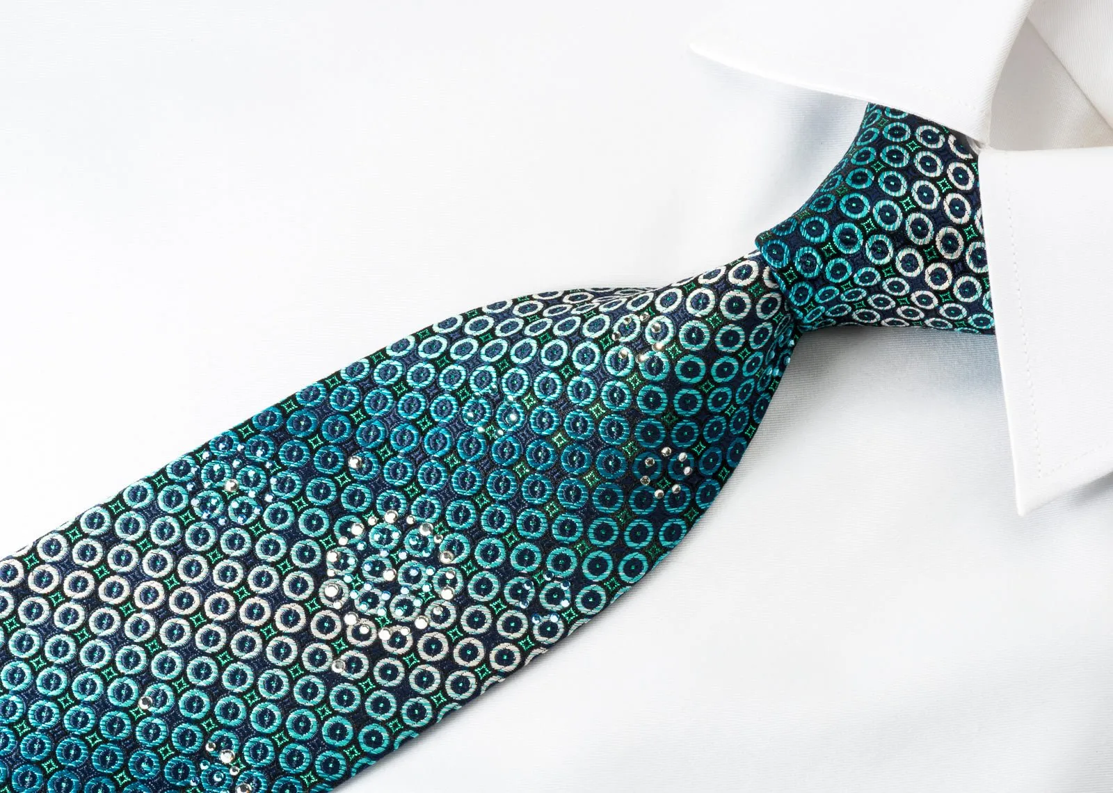 Arnold Palmer Silk Tie Turquoise Geometric On Blue With Turquoise Sparkles