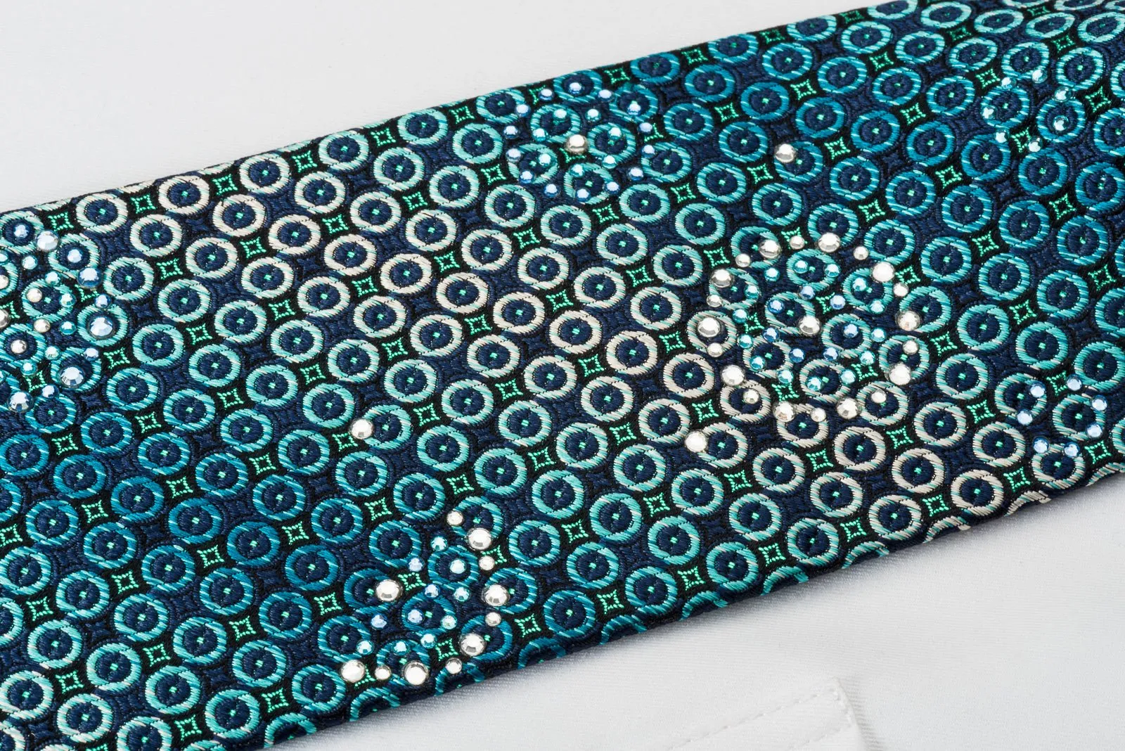 Arnold Palmer Silk Tie Turquoise Geometric On Blue With Turquoise Sparkles