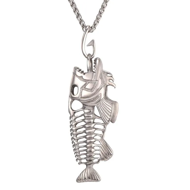Big Fish Bone Statement Pendant Necklaces