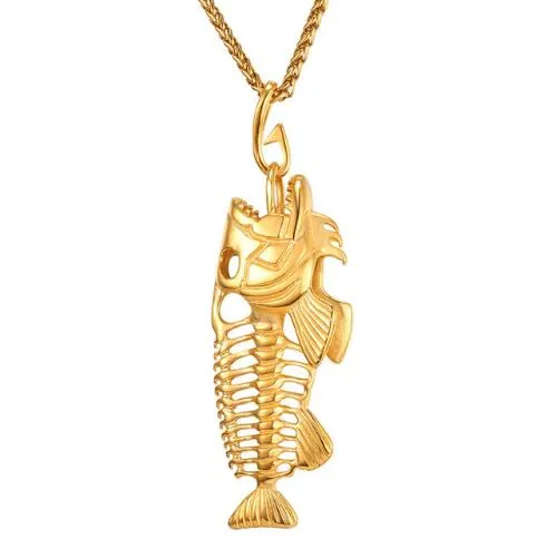 Big Fish Bone Statement Pendant Necklaces