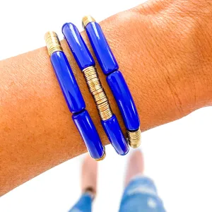 Blue and Gold Tube Bracelet