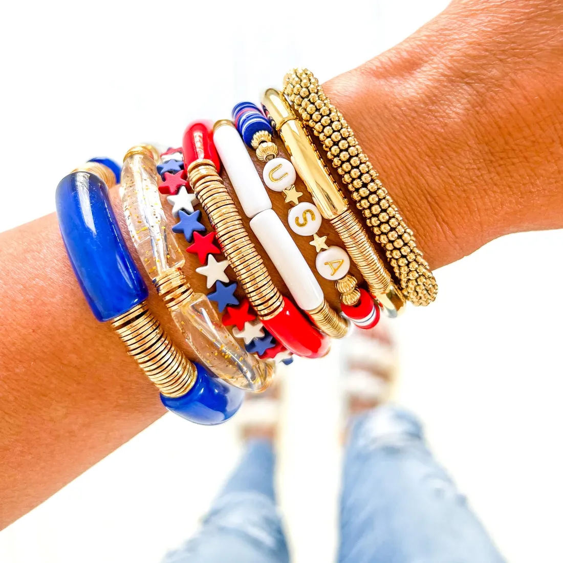 Blue and Gold Tube Bracelet