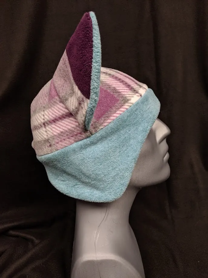 Blue And Purple Plaid Fox Hat