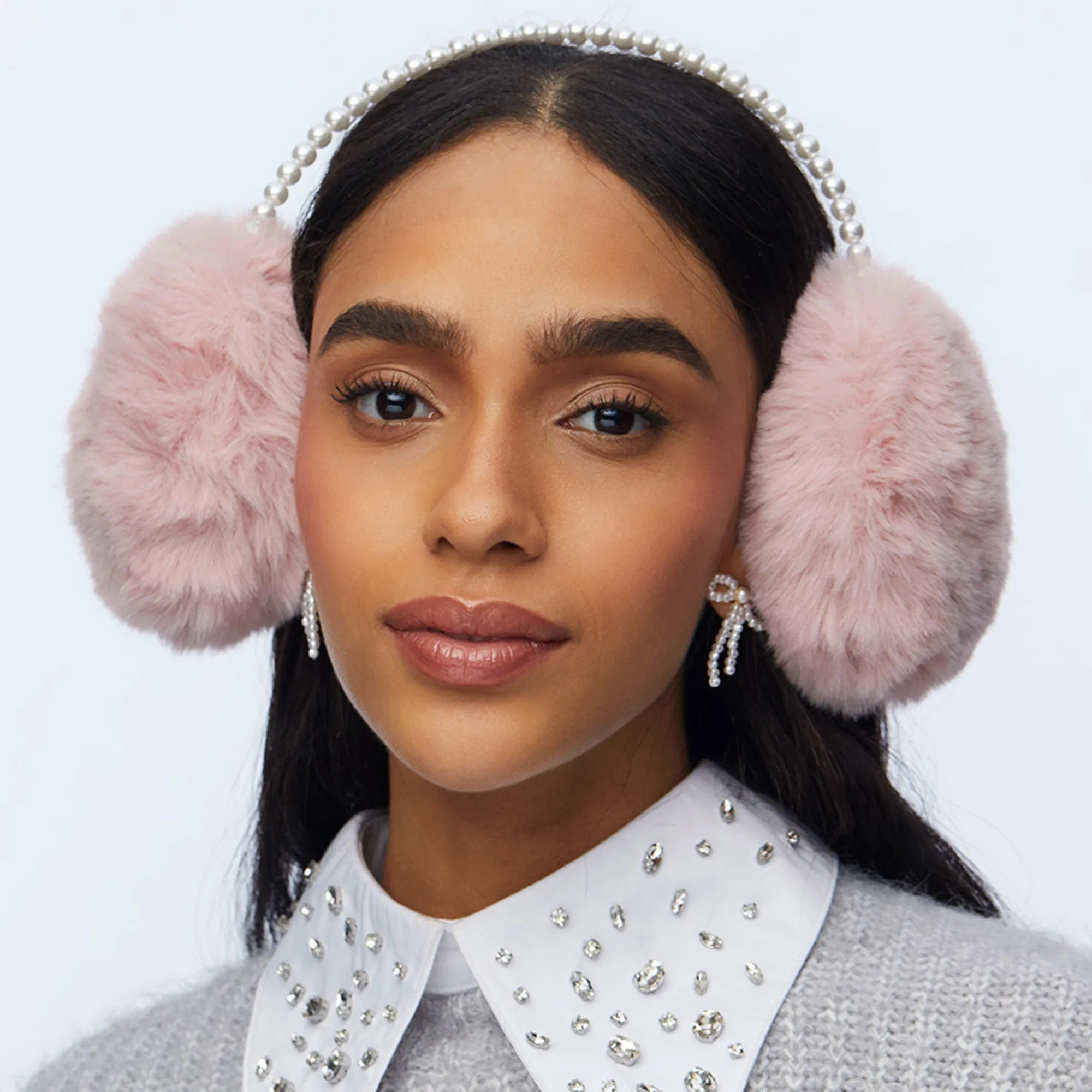 BLUSH FAUX FUR PEARL EARMUFFS