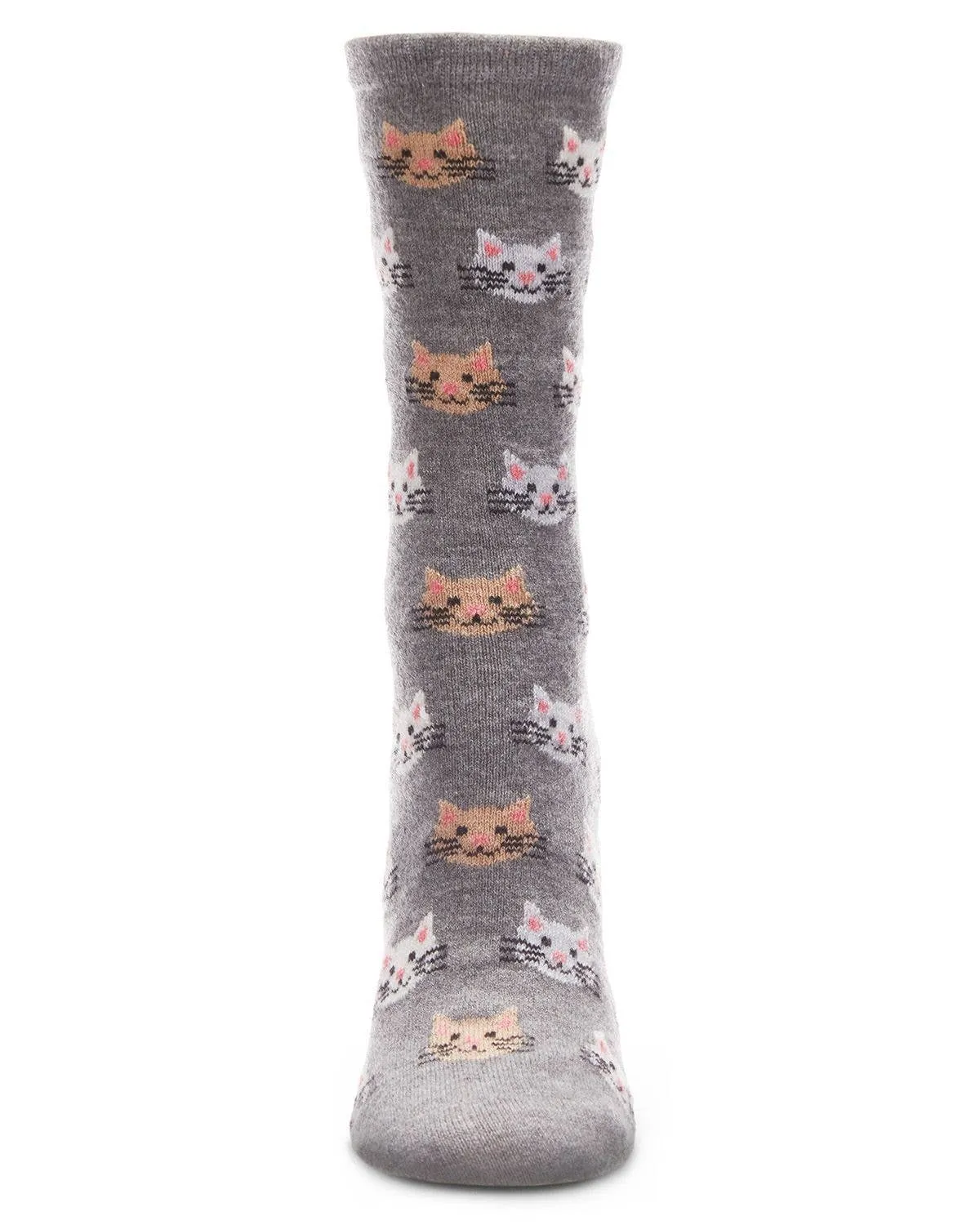 cat face cashmere crew sock