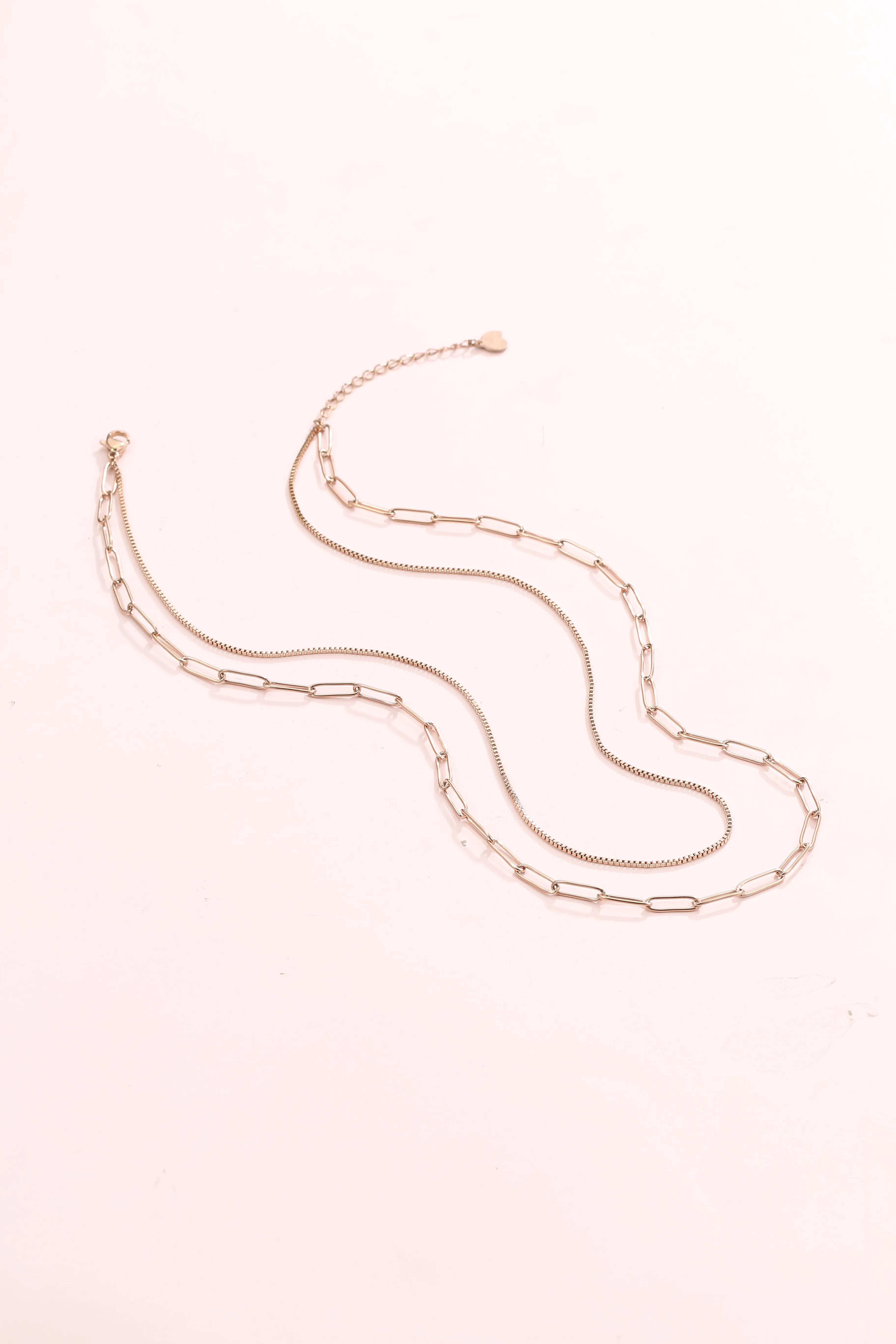 Chunky Chain Layered Necklace Rose Gold