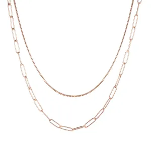 Chunky Chain Layered Necklace Rose Gold