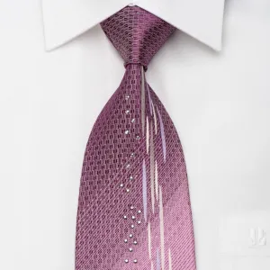 Crocodile Men's Rhinestone Silk Necktie Pink Purple Graduation With Silver Sparkles