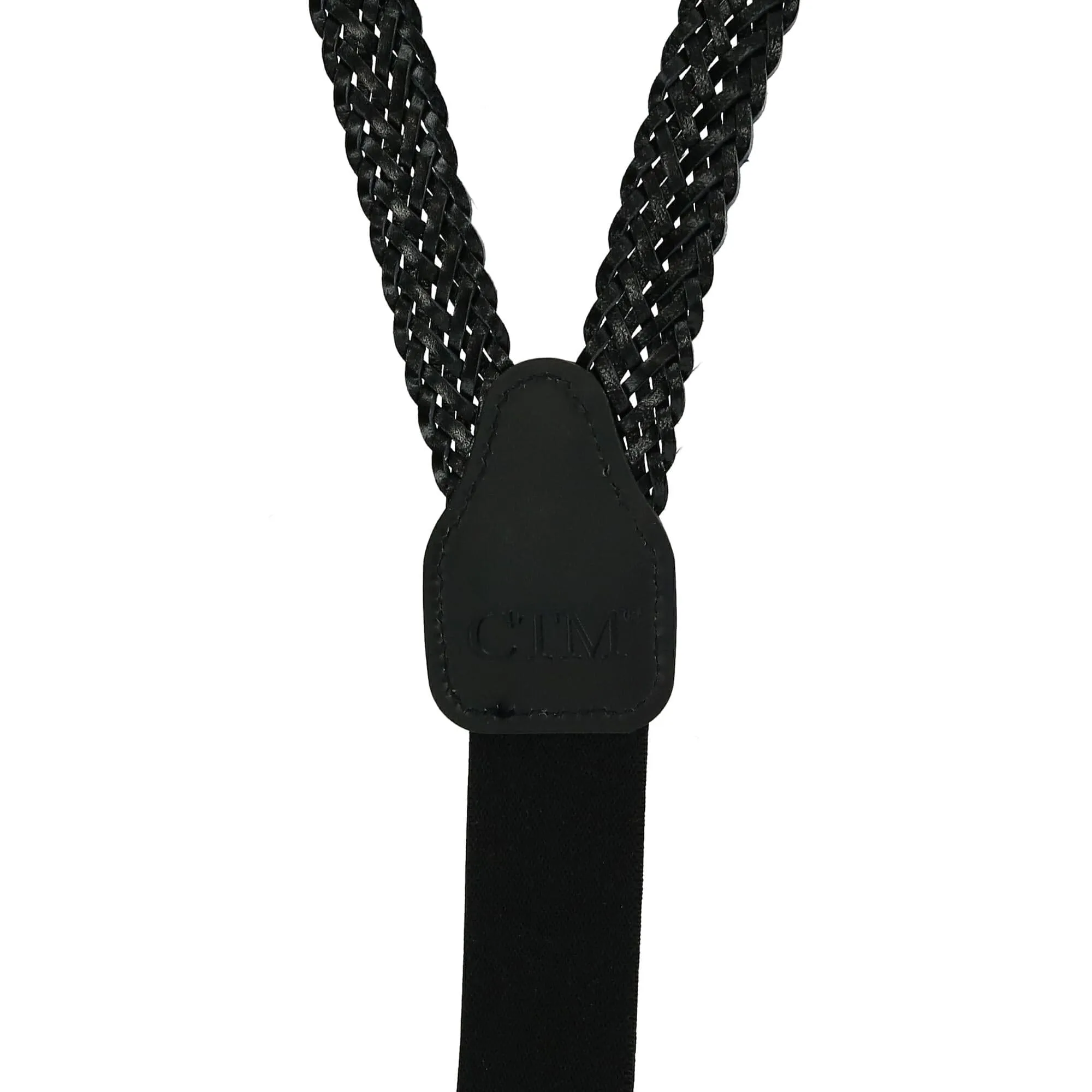 CTM® Coated Leather Button-End 3/4 Inch Braided Suspenders