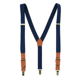 CTM® Men's 1 Inch Wide Suspender with Faux Leather Buckle and Clip-Ends