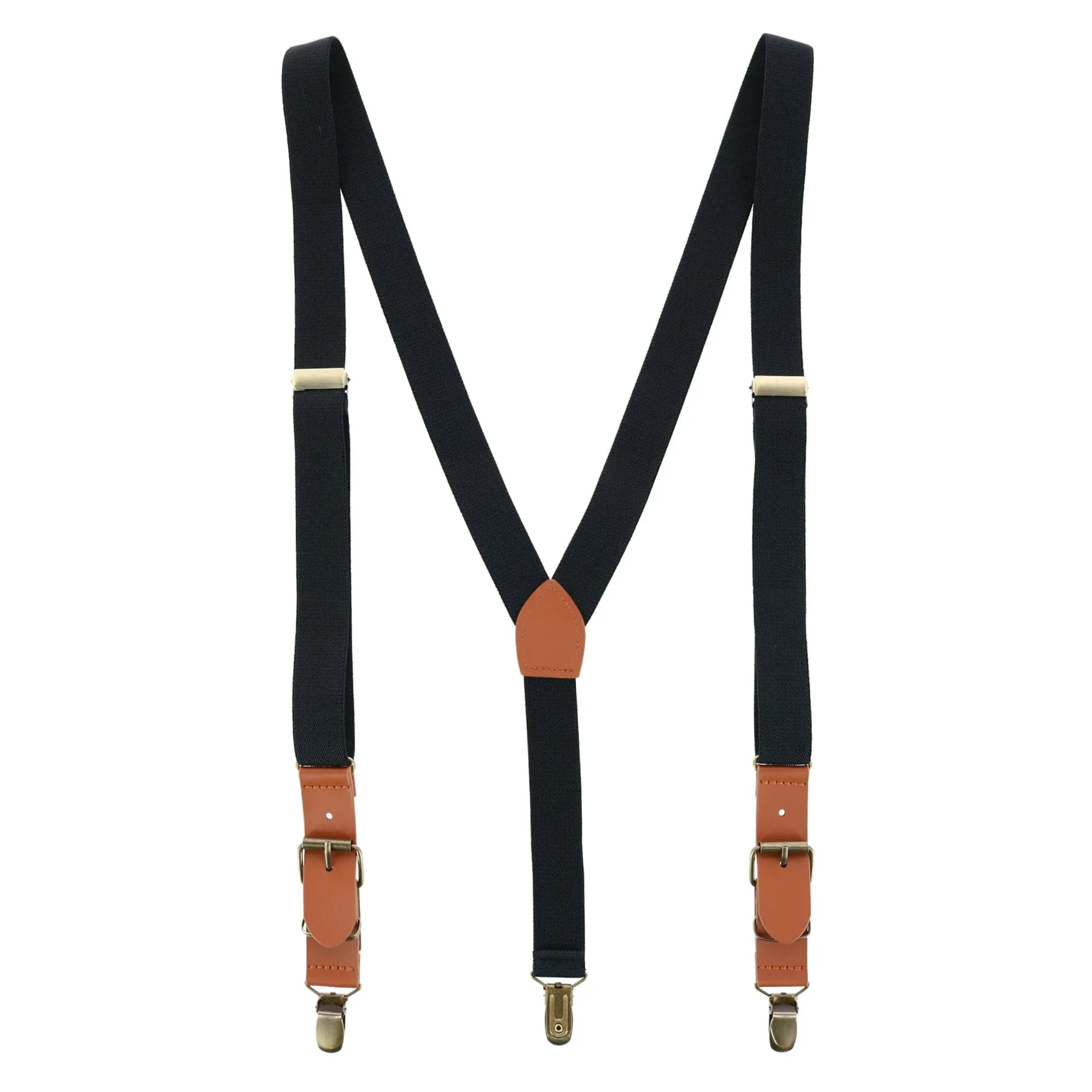 CTM® Men's 1 Inch Wide Suspender with Faux Leather Buckle and Clip-Ends