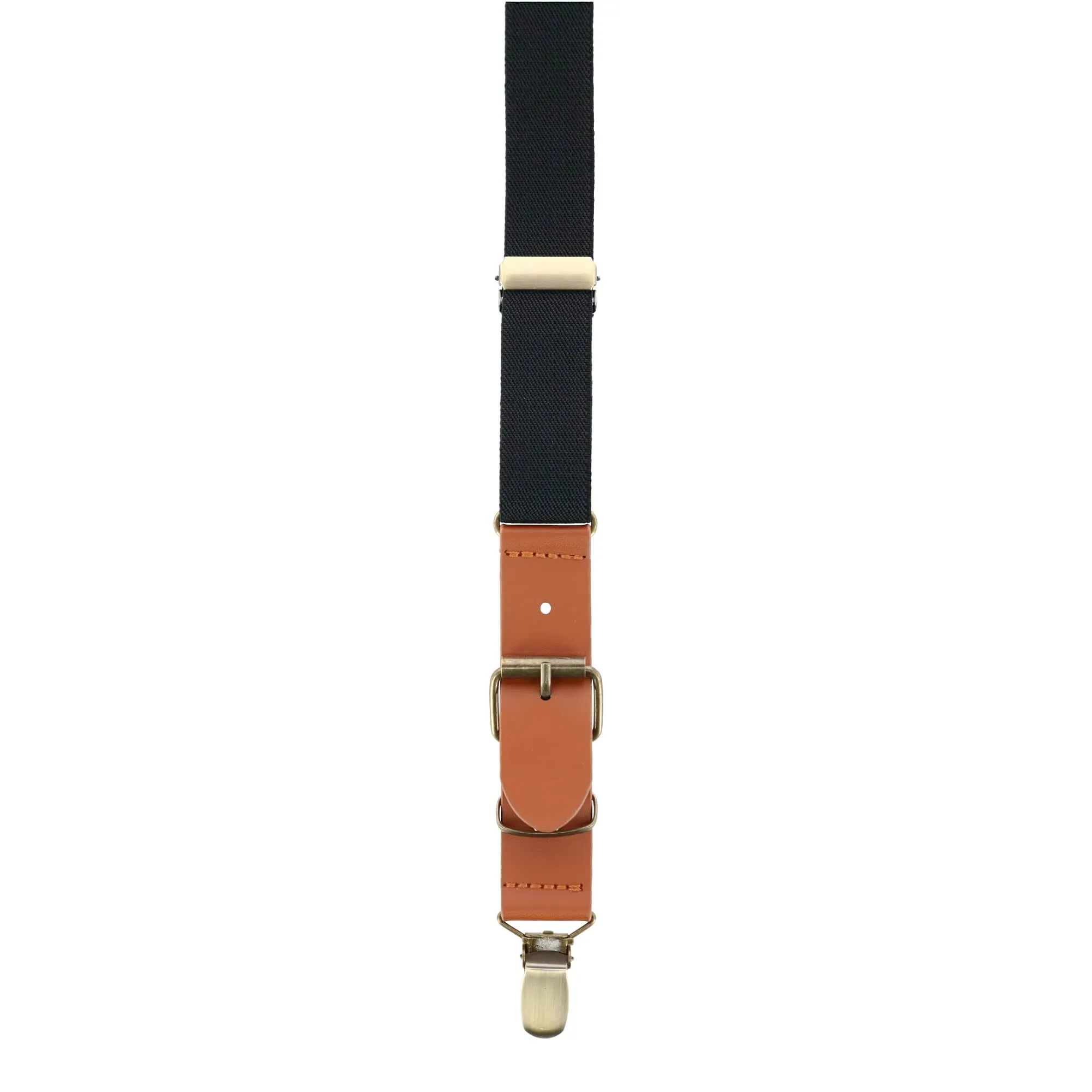 CTM® Men's 1 Inch Wide Suspender with Faux Leather Buckle and Clip-Ends