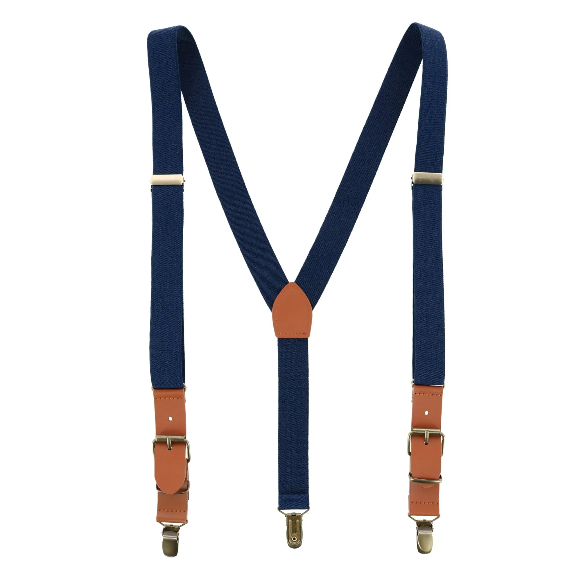 CTM® Men's 1 Inch Wide Suspender with Faux Leather Buckle and Clip-Ends