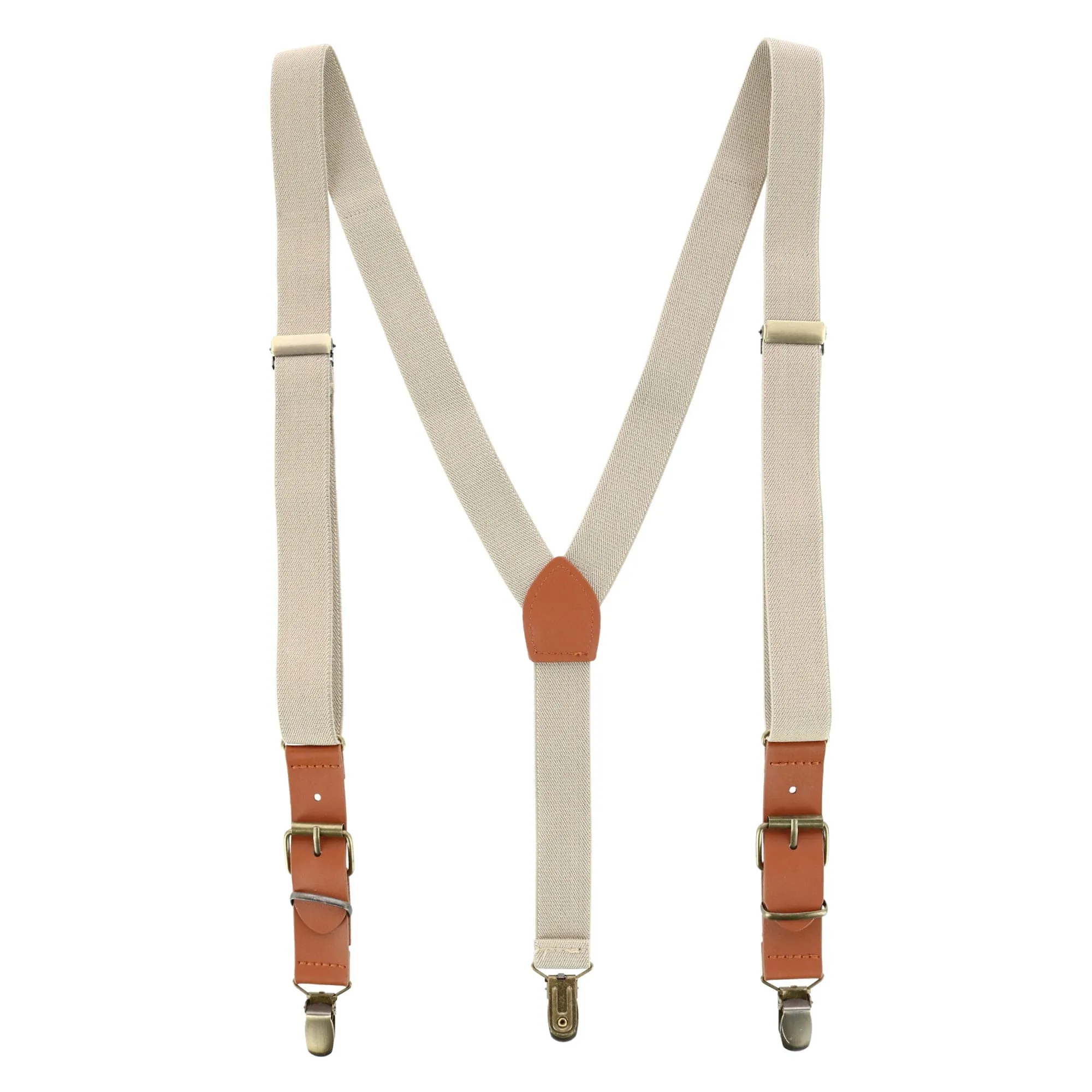 CTM® Men's 1 Inch Wide Suspender with Faux Leather Buckle and Clip-Ends