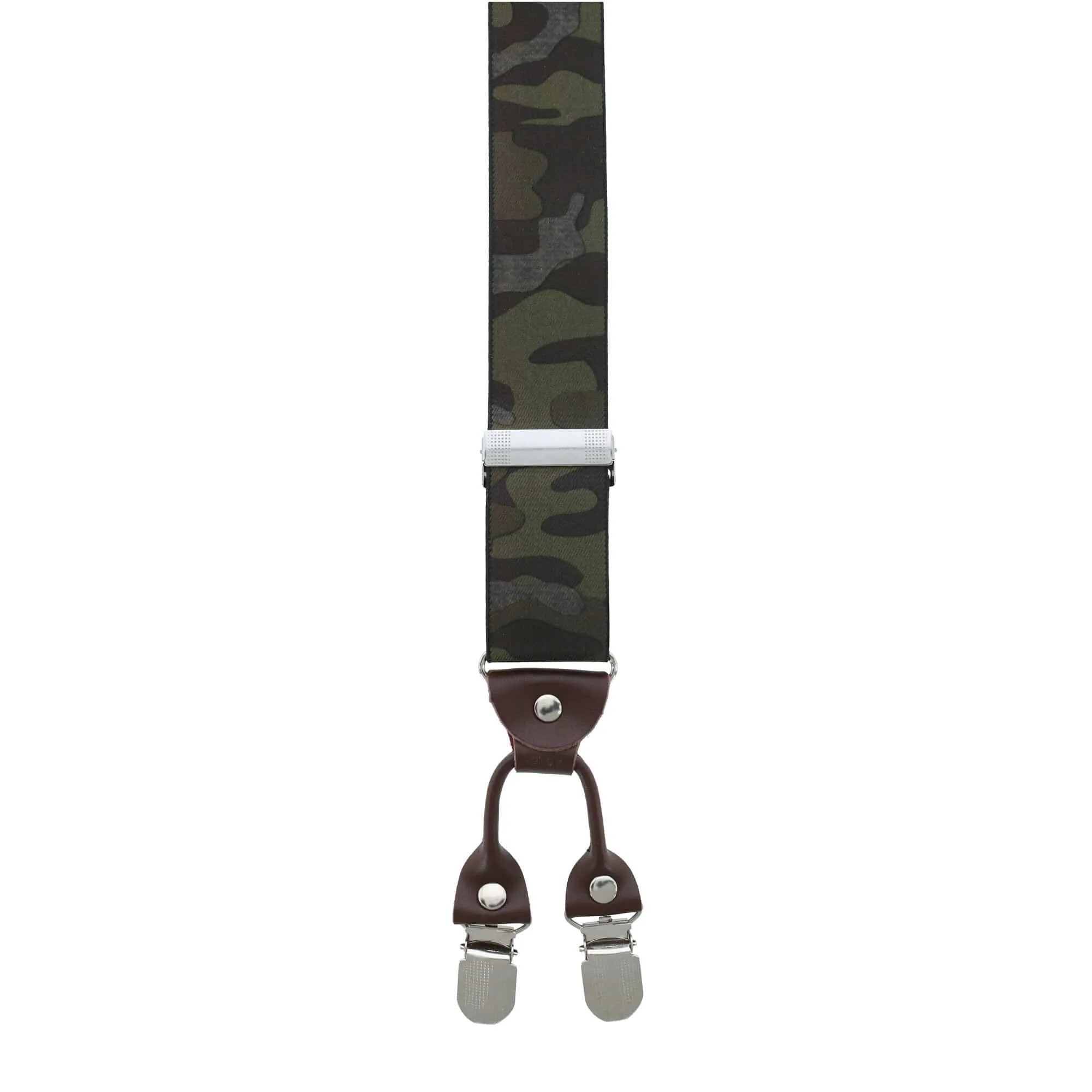 CTM® Men's 1.375 Inch Wide Camouflage Print Double Clip-End Suspenders