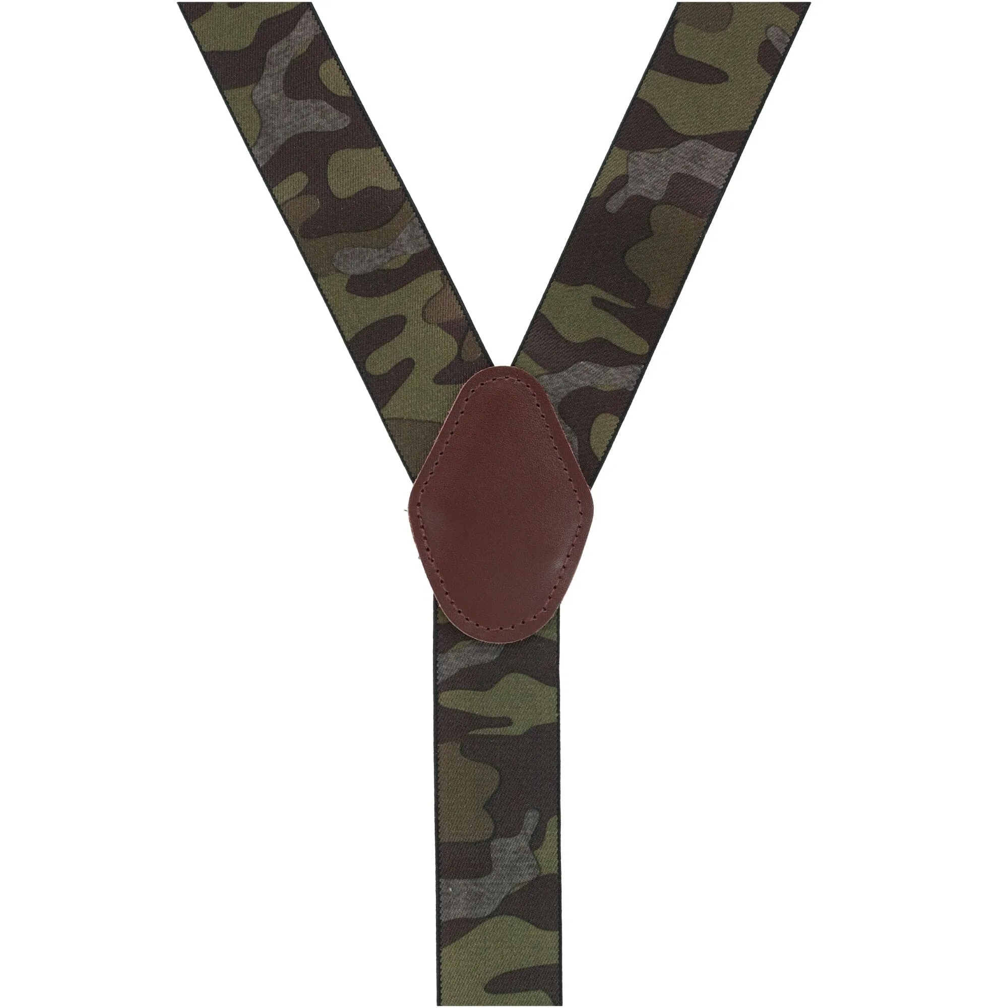 CTM® Men's 1.375 Inch Wide Camouflage Print Double Clip-End Suspenders