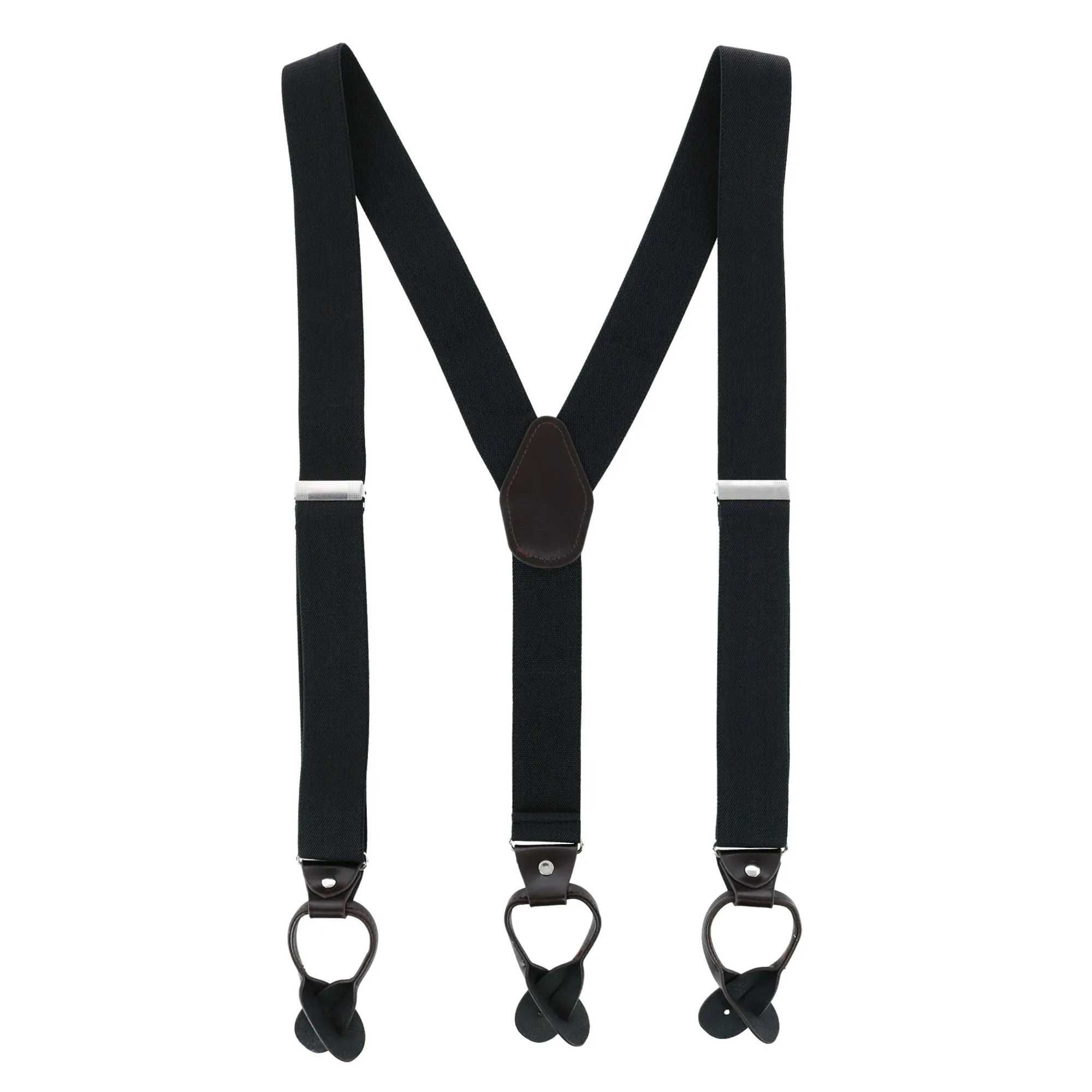 CTM® Men's 1.375 Inch Wide Solid Color Y-Back Button-End Suspenders