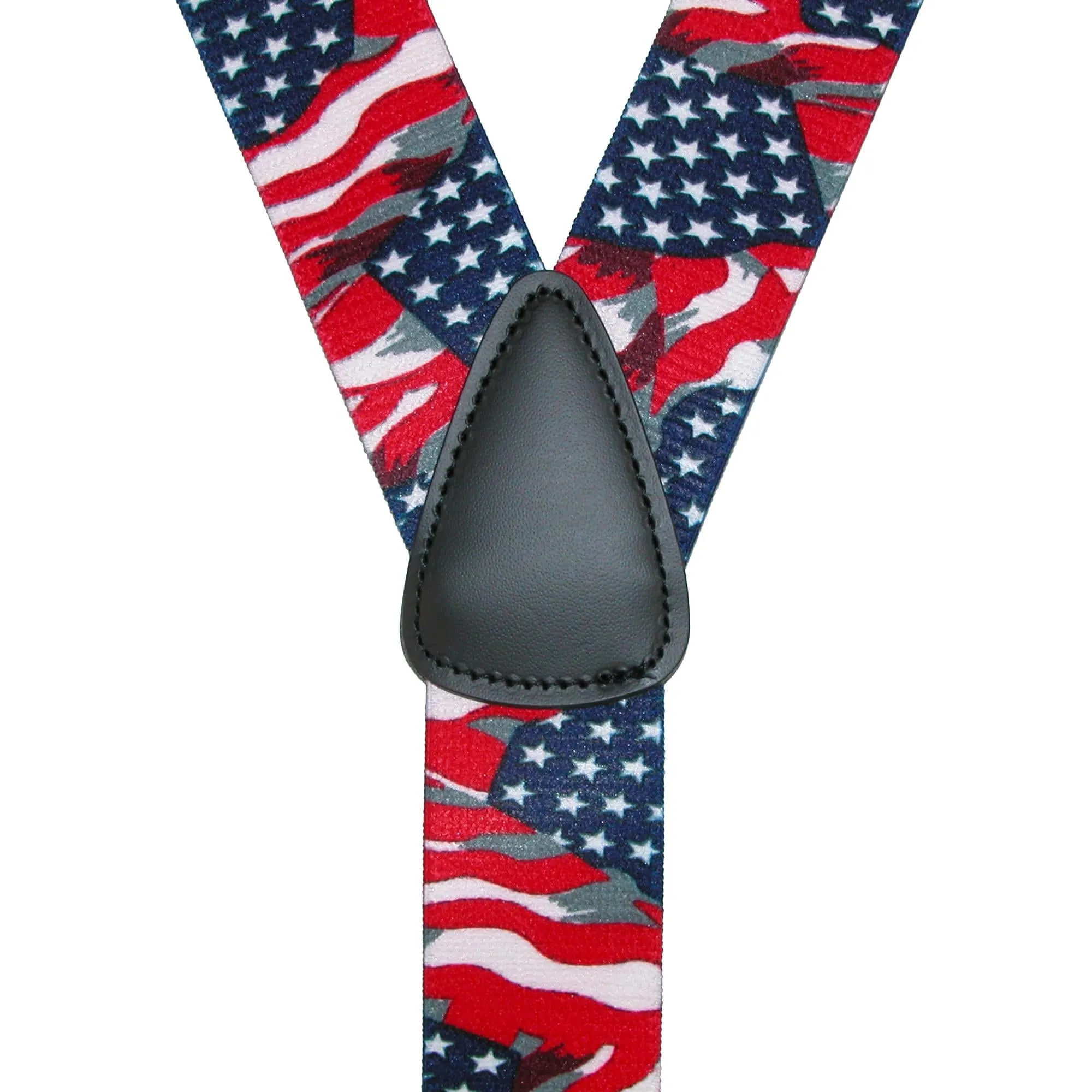 CTM® Men's Elastic American Flag Suspender with Hook Ends