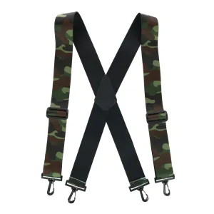 CTM® Men's Elastic Camouflage X-Back Suspenders with Plastic Swivel Hook Ends