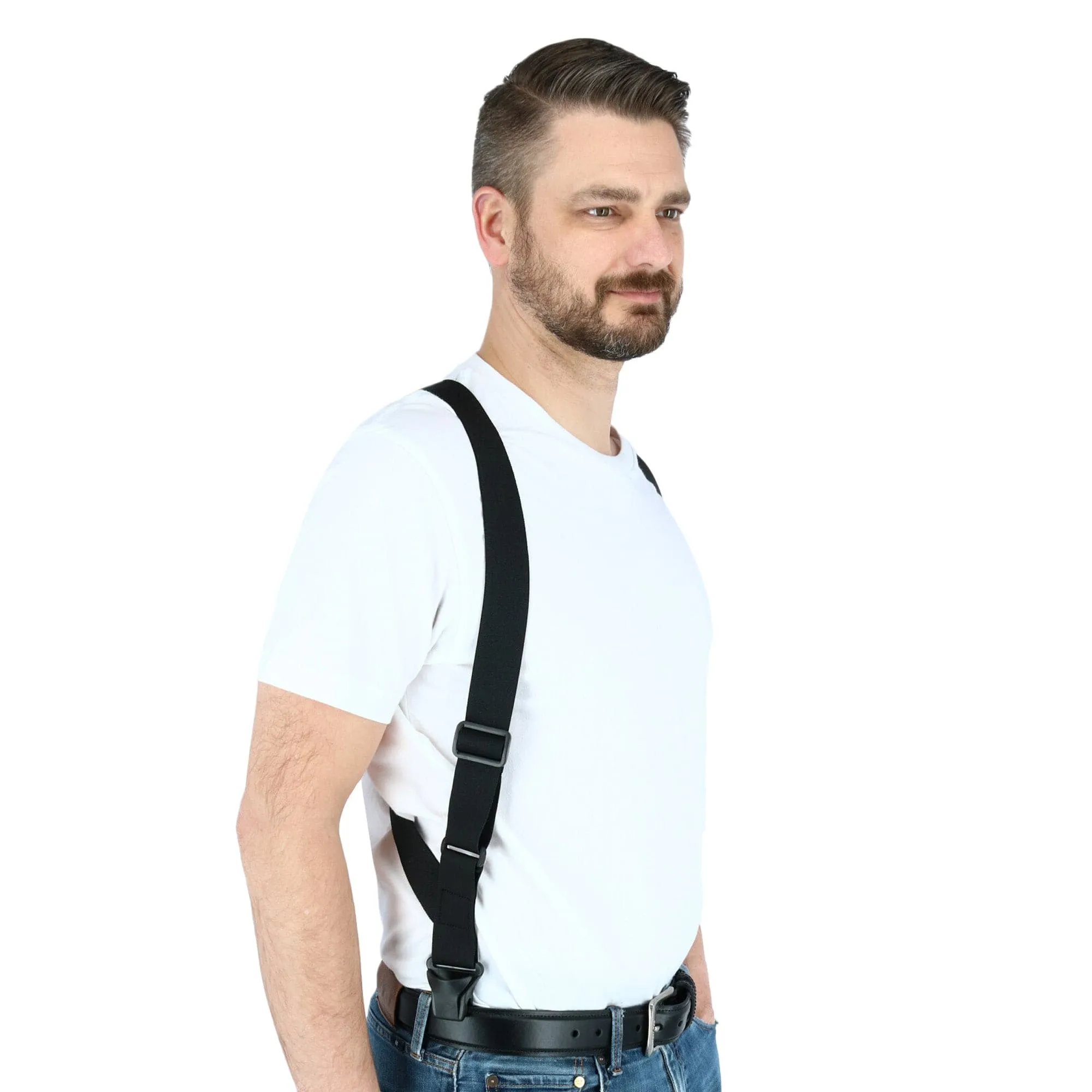 CTM® Men's Elastic Side Plastic Clip TSA Compliant Airport Suspenders