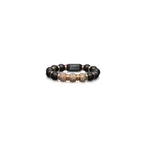 DEMEGLIO SFERA MATTE BLACK CERAMIC RING WITH 3 BROWN DIAMOND RONDELS