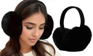 Earmuffs - Faux Fur Foldable - Black