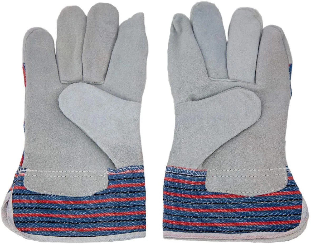 Economy Work Leather Safety Gloves, Heavy Duty Rugged Design (Pack of 6)