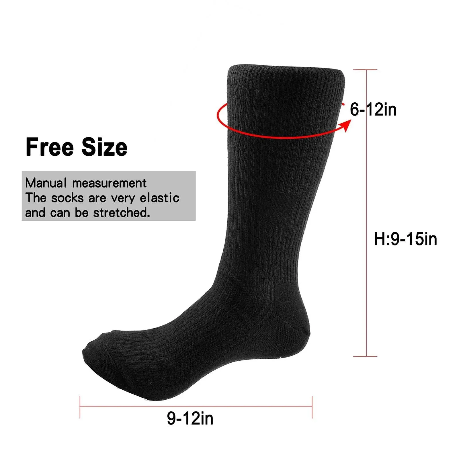 Electric Heated Socks Battery Powered Heated Socks Winter Warm Cotton Socks Foot Warmer for Skiing Camping Hiking