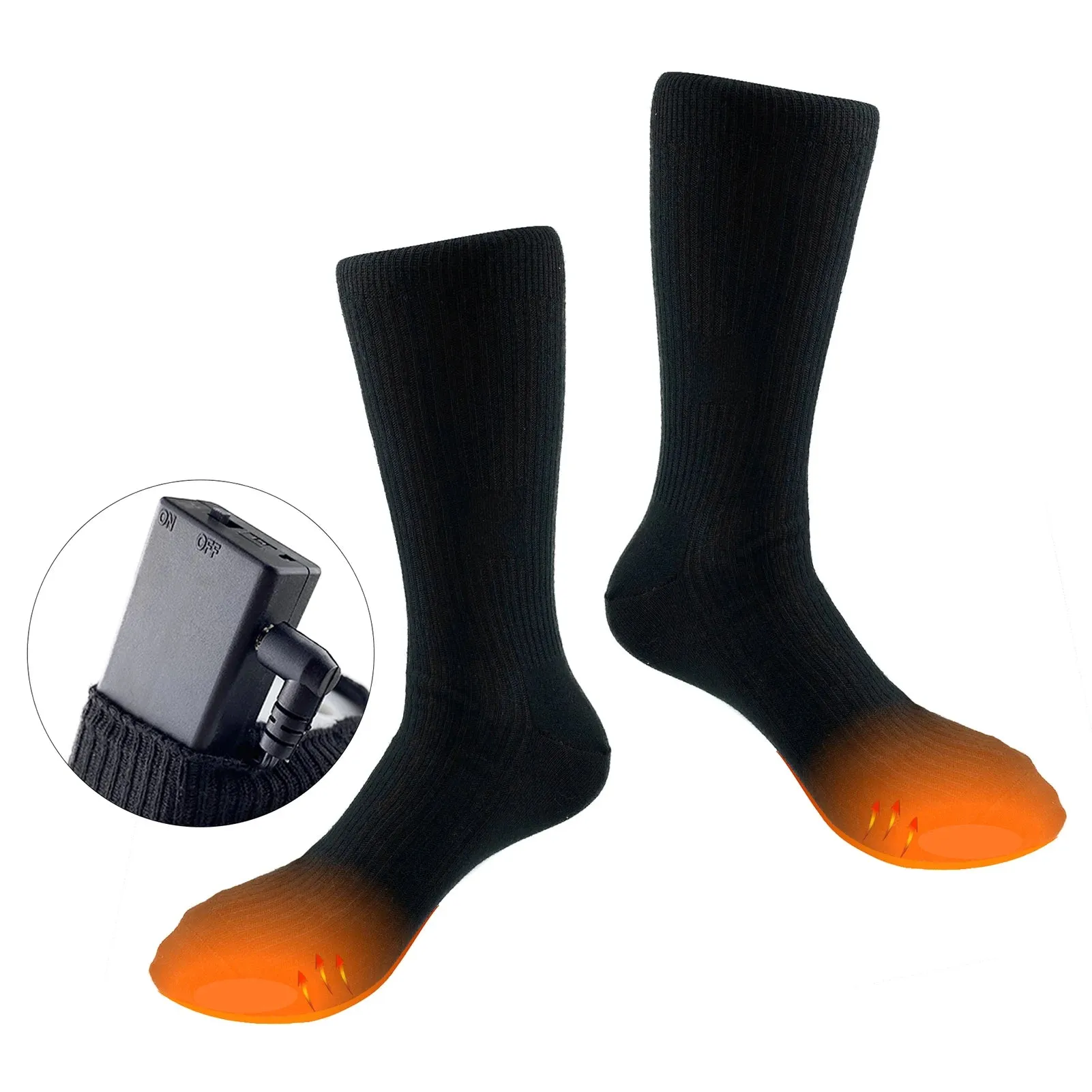 Electric Heated Socks Battery Powered Heated Socks Winter Warm Cotton Socks Foot Warmer for Skiing Camping Hiking