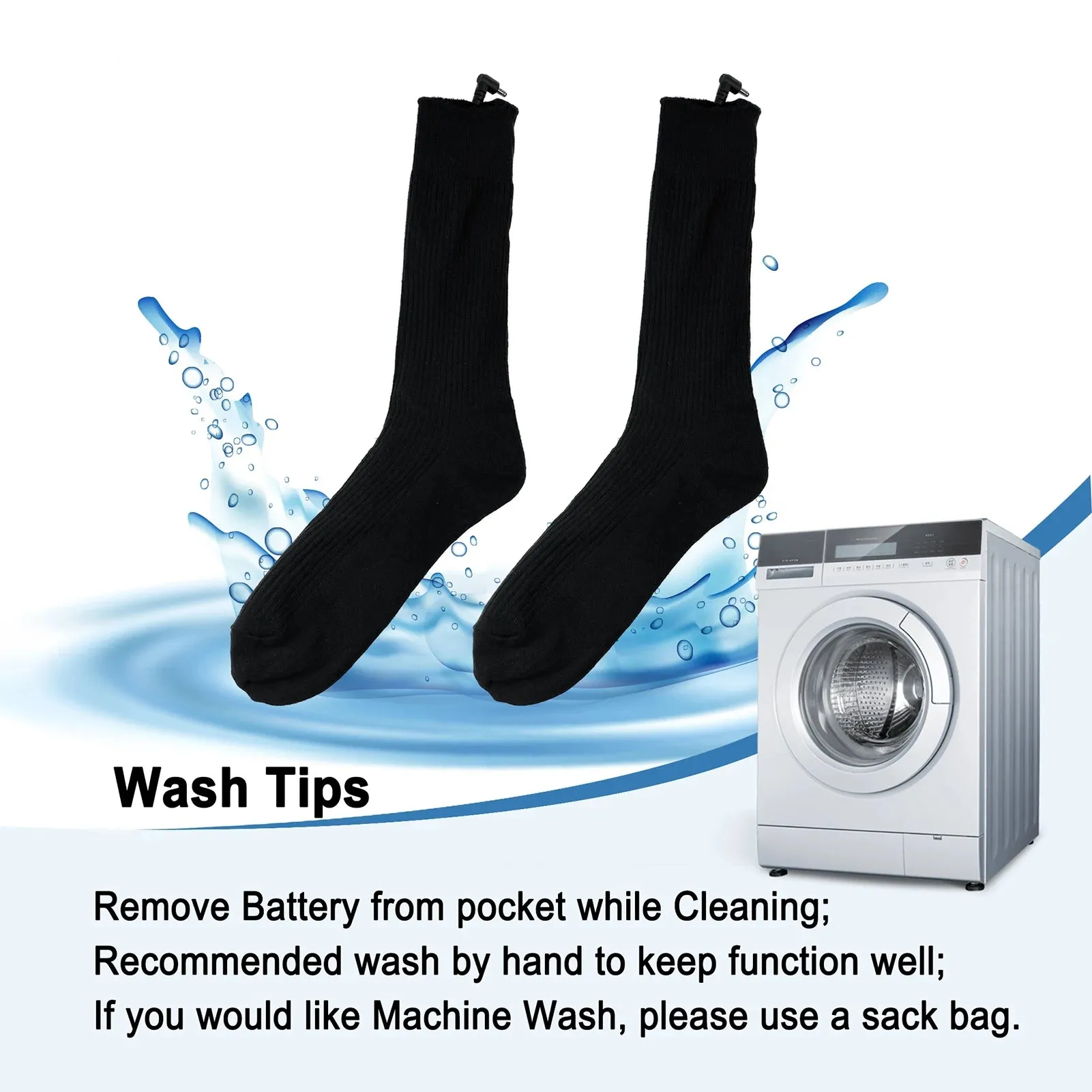 Electric Heated Socks Battery Powered Heated Socks Winter Warm Cotton Socks Foot Warmer for Skiing Camping Hiking