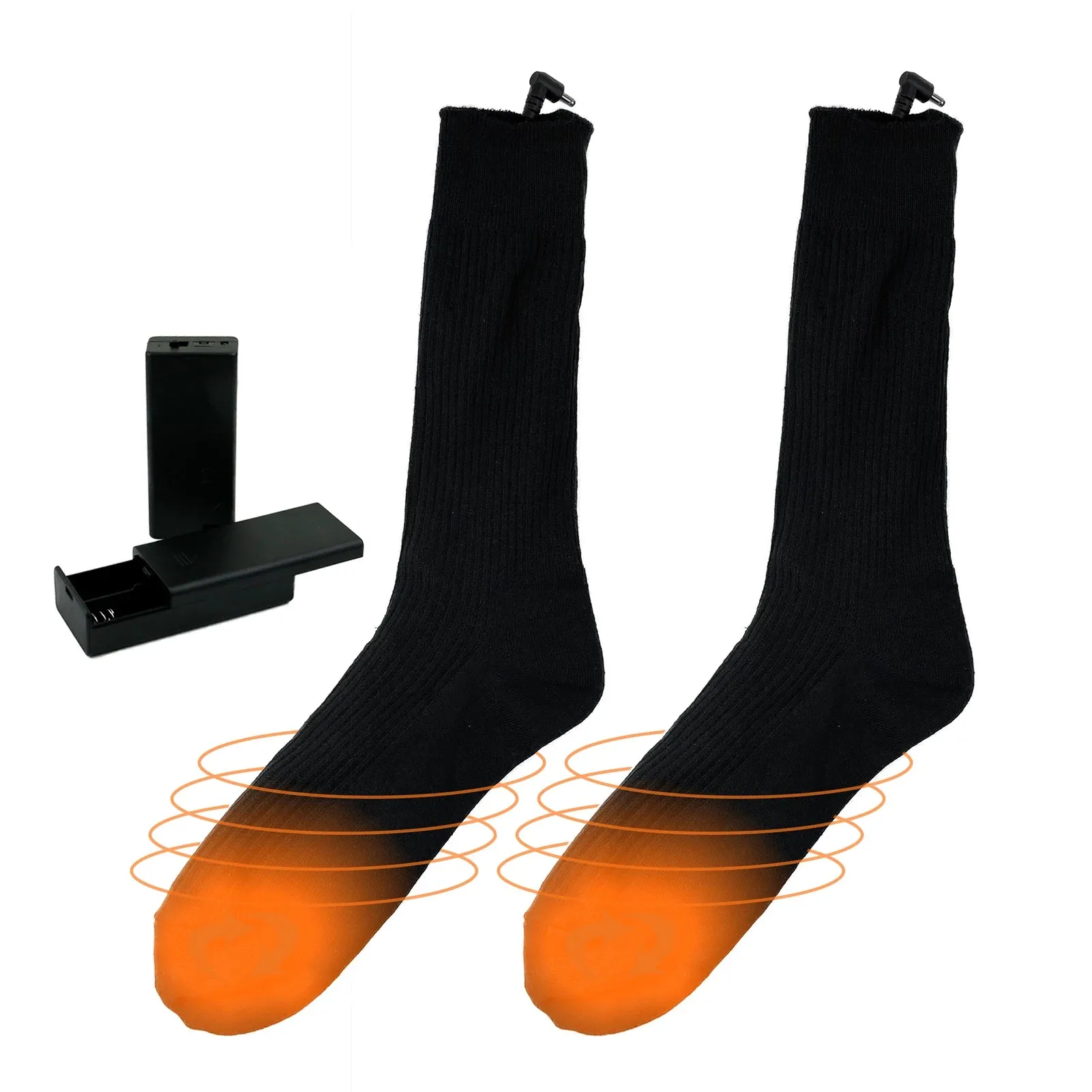 Electric Heated Socks Battery Powered Heated Socks Winter Warm Cotton Socks Foot Warmer for Skiing Camping Hiking