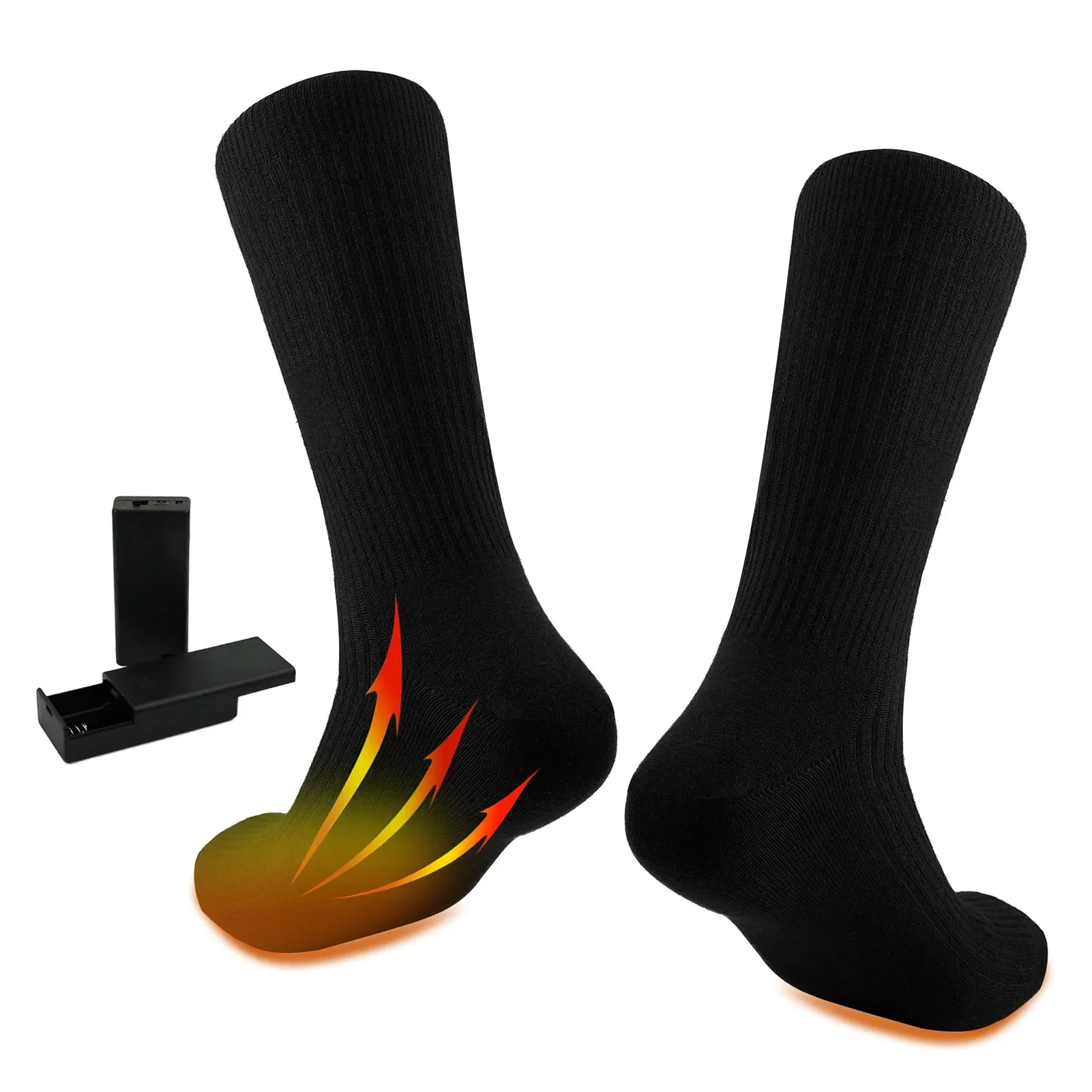 Electric Heated Socks Battery Powered Heated Socks Winter Warm Cotton Socks Foot Warmer for Skiing Camping Hiking