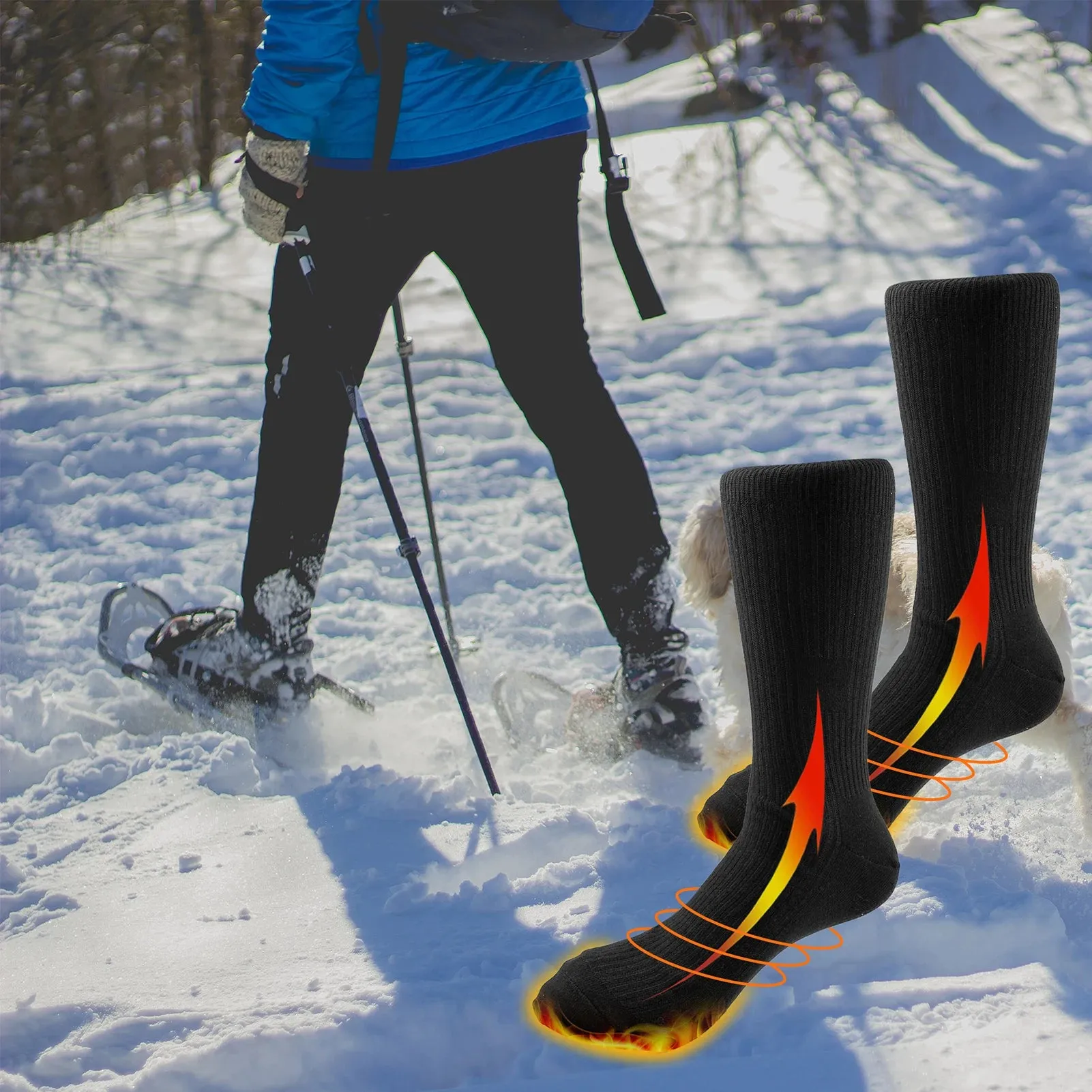 Electric Heated Socks Battery Powered Heated Socks Winter Warm Cotton Socks Foot Warmer for Skiing Camping Hiking
