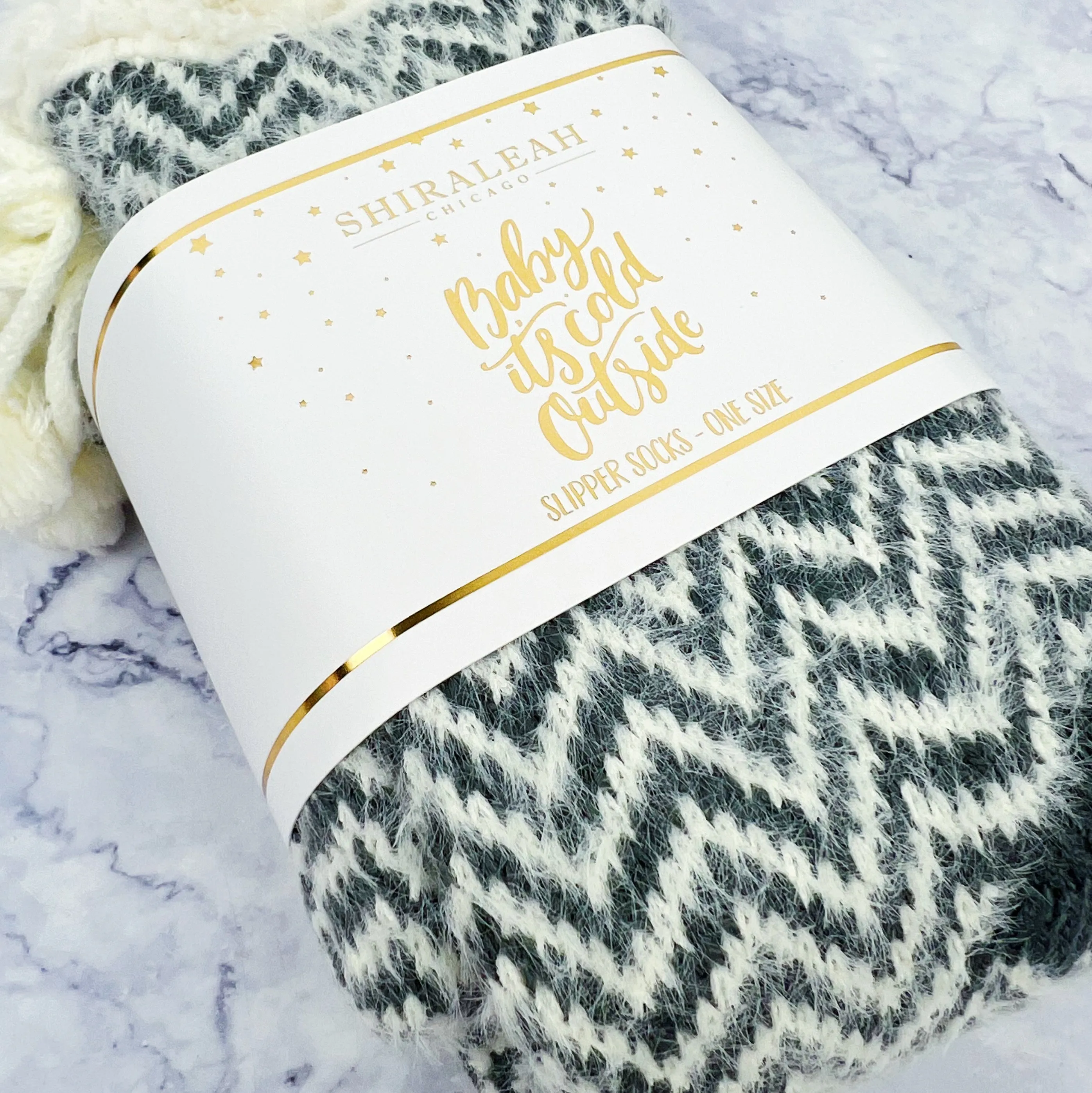 Grey Chevron Slipper Socks