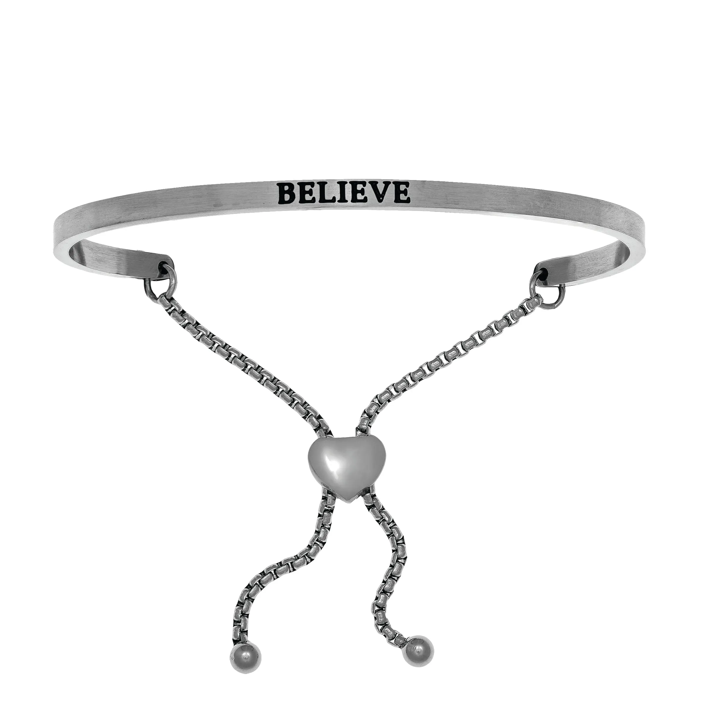 Intuitions Stainless Steel Believe Bangle Bracelet