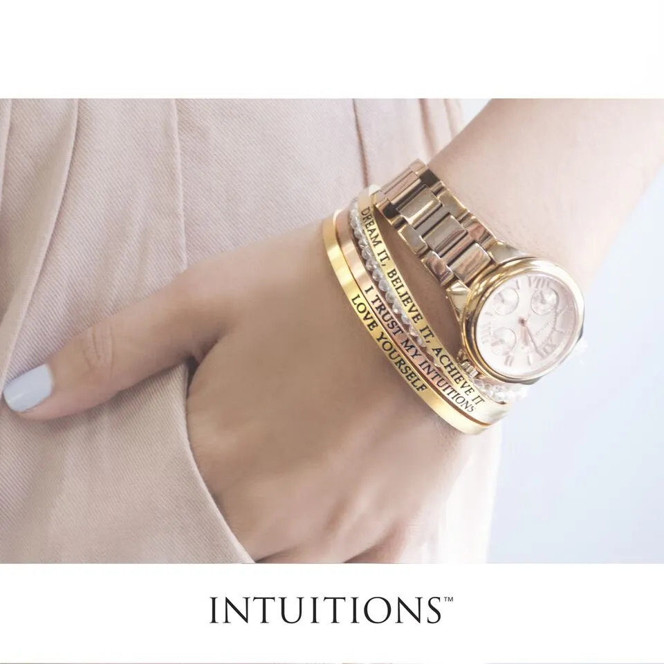 Intuitions Stainless Steel LIVE LOVE LAUGH Diamond Accent Cuff Bangle Bracelet