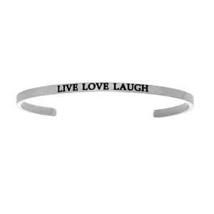 Intuitions Stainless Steel LIVE LOVE LAUGH Diamond Accent Cuff Bangle Bracelet