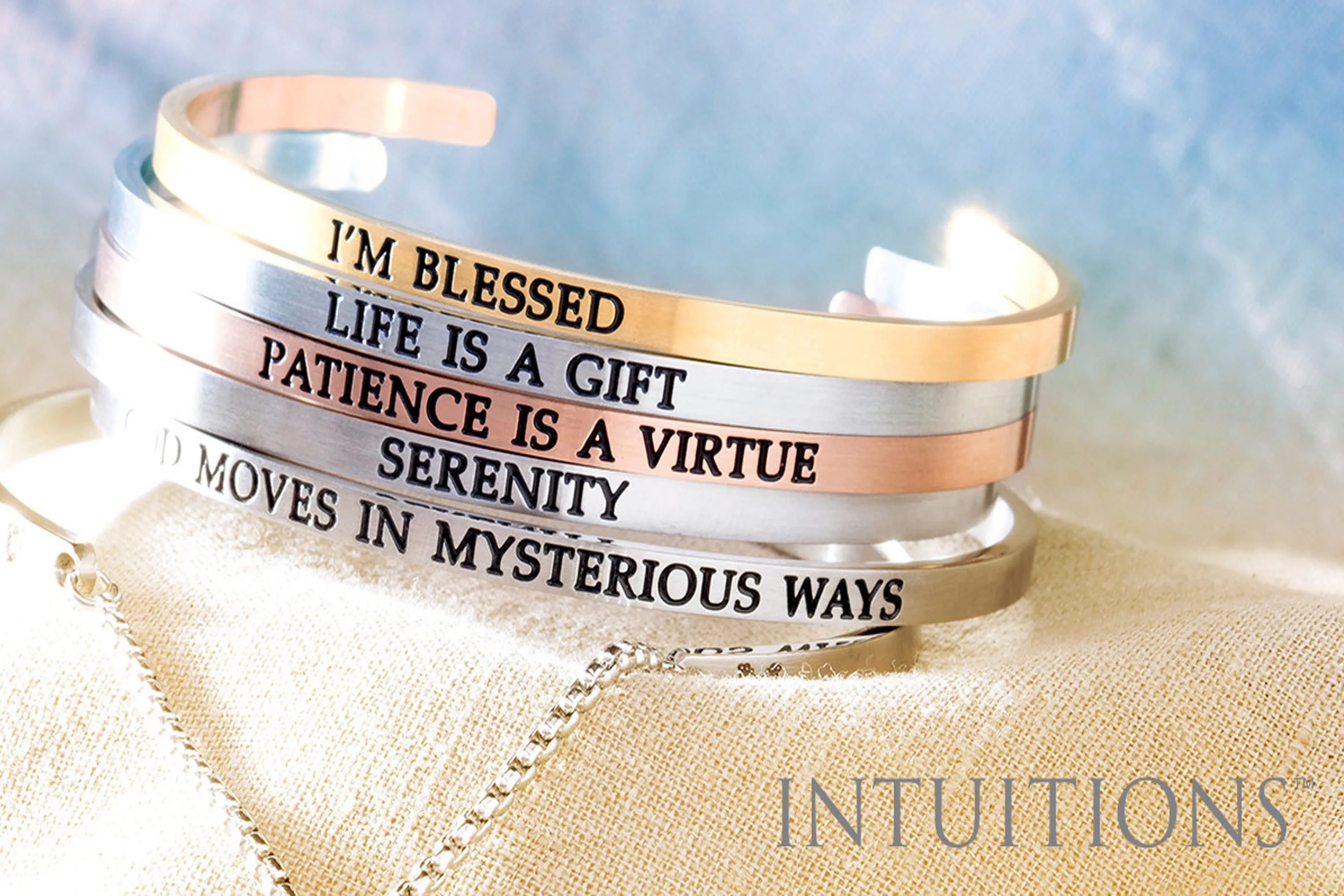 Intuitions Stainless Steel LIVE LOVE LAUGH Diamond Accent Cuff Bangle Bracelet