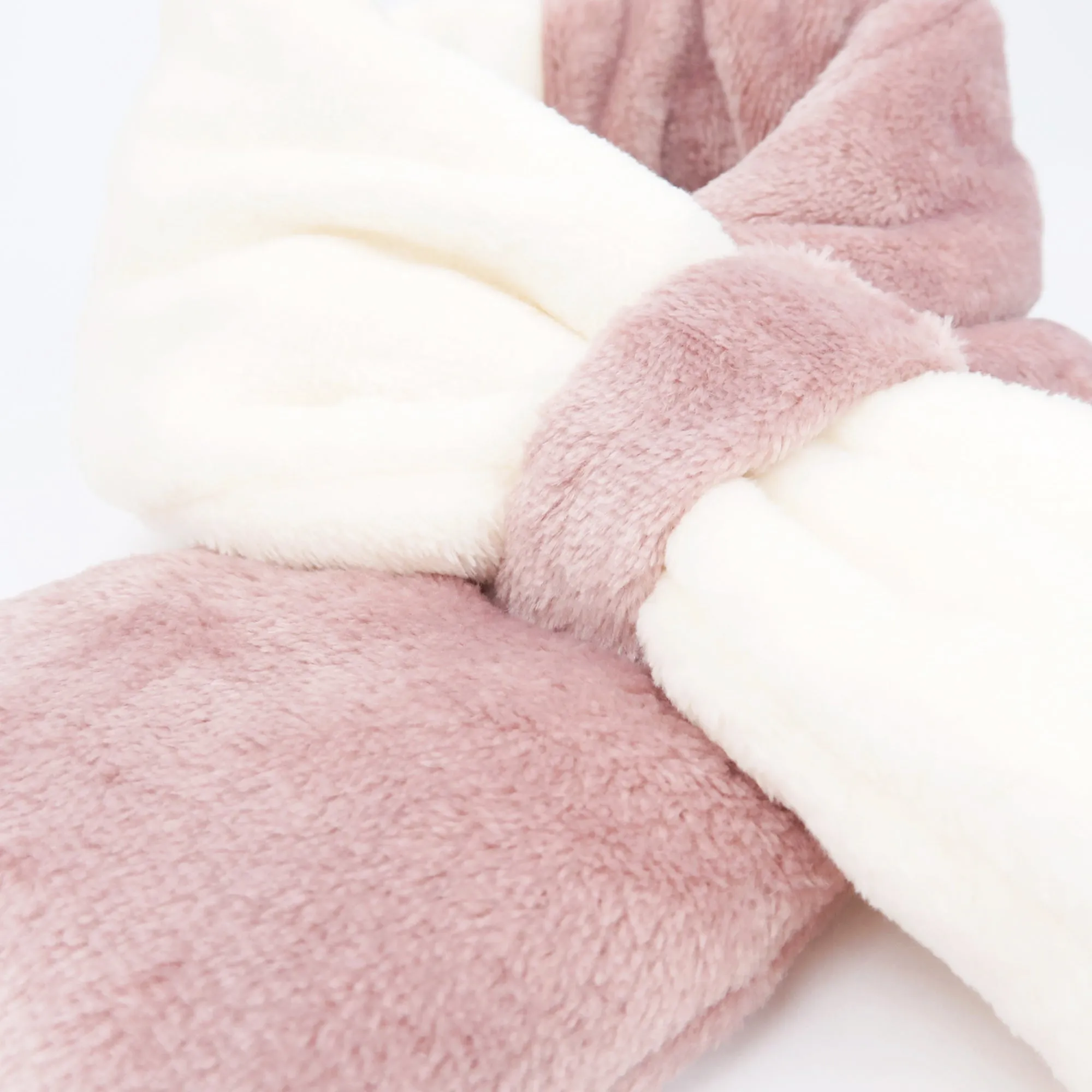 Kids Winter Fashion Scarf Baby Warm Fluffy Thick Fleece Toddler Neck Warmer | Ivory Navy