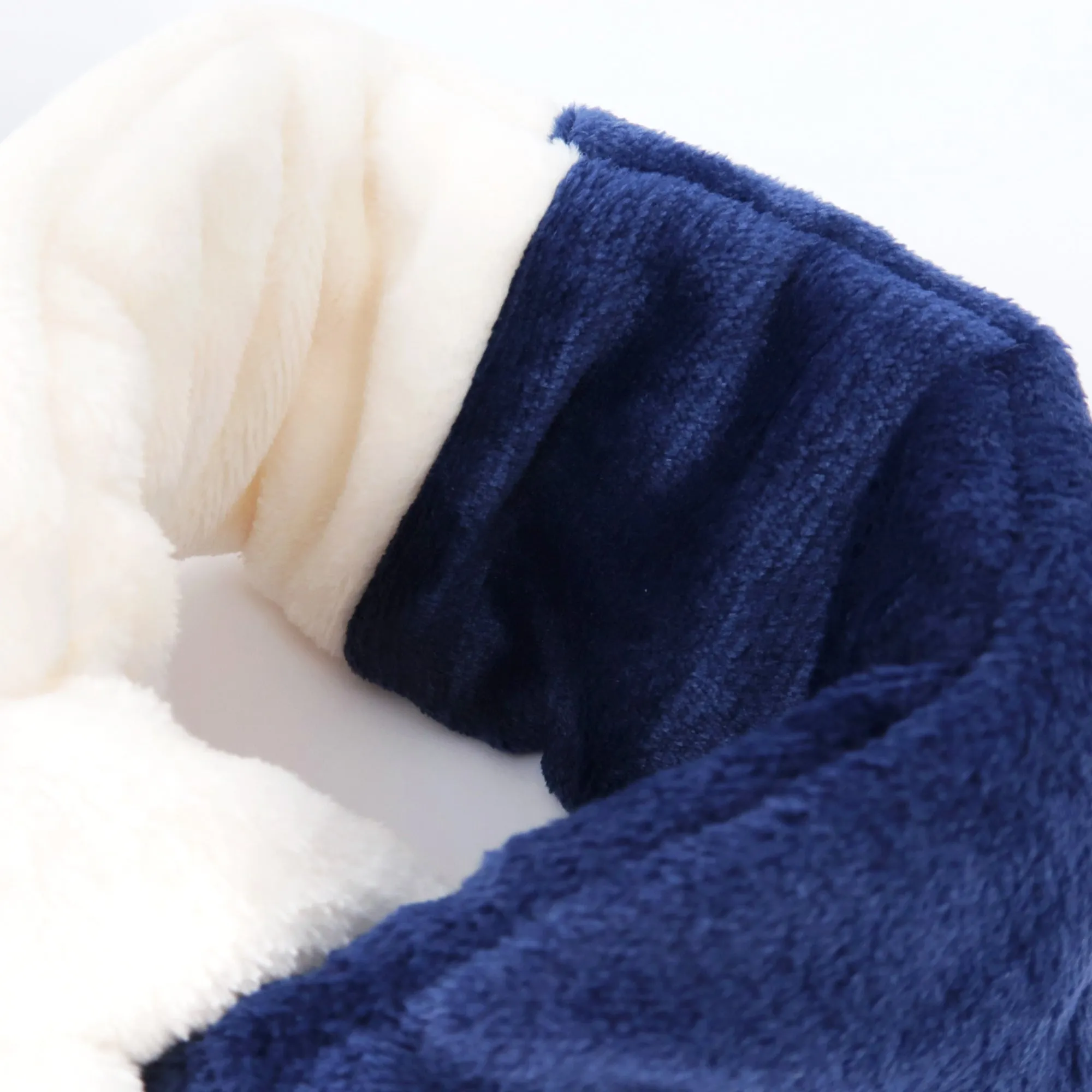 Kids Winter Fashion Scarf Baby Warm Fluffy Thick Fleece Toddler Neck Warmer | Ivory Navy