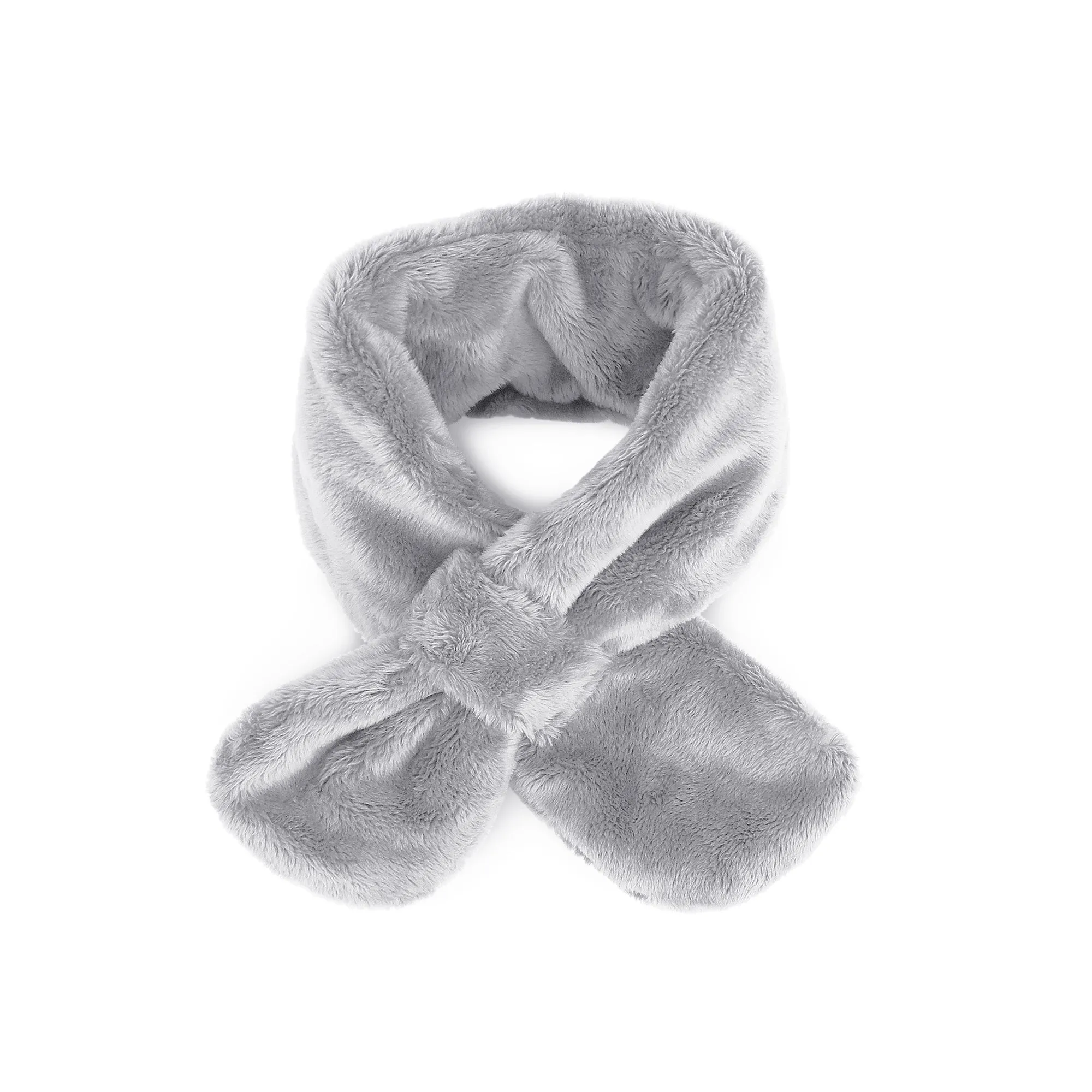 Kids Winter Fashion Scarf Baby Warm Fluffy Thick Fleece Toddler Neck Warmer | Ivory Navy