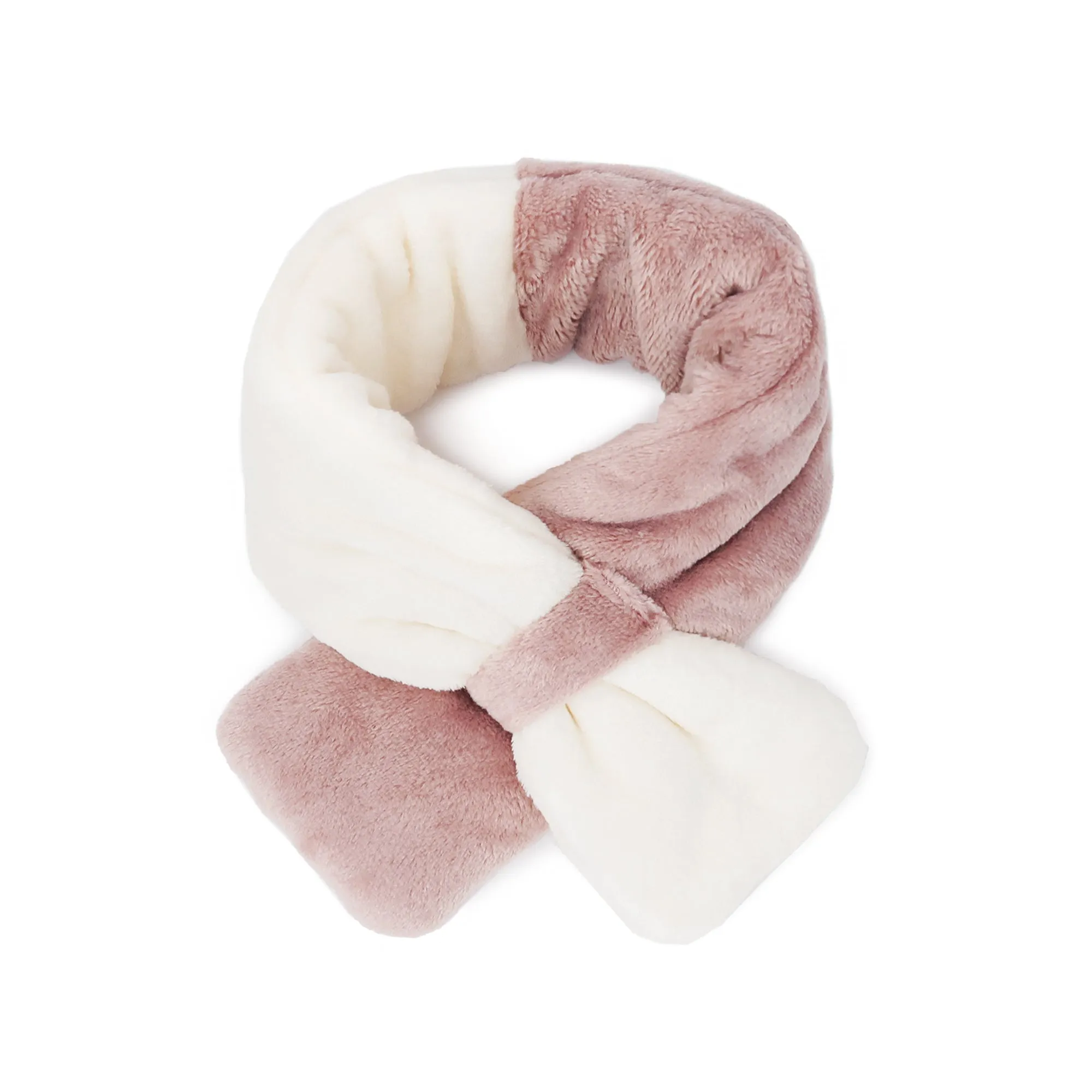Kids Winter Fashion Scarf Baby Warm Fluffy Thick Fleece Toddler Neck Warmer | Ivory Navy