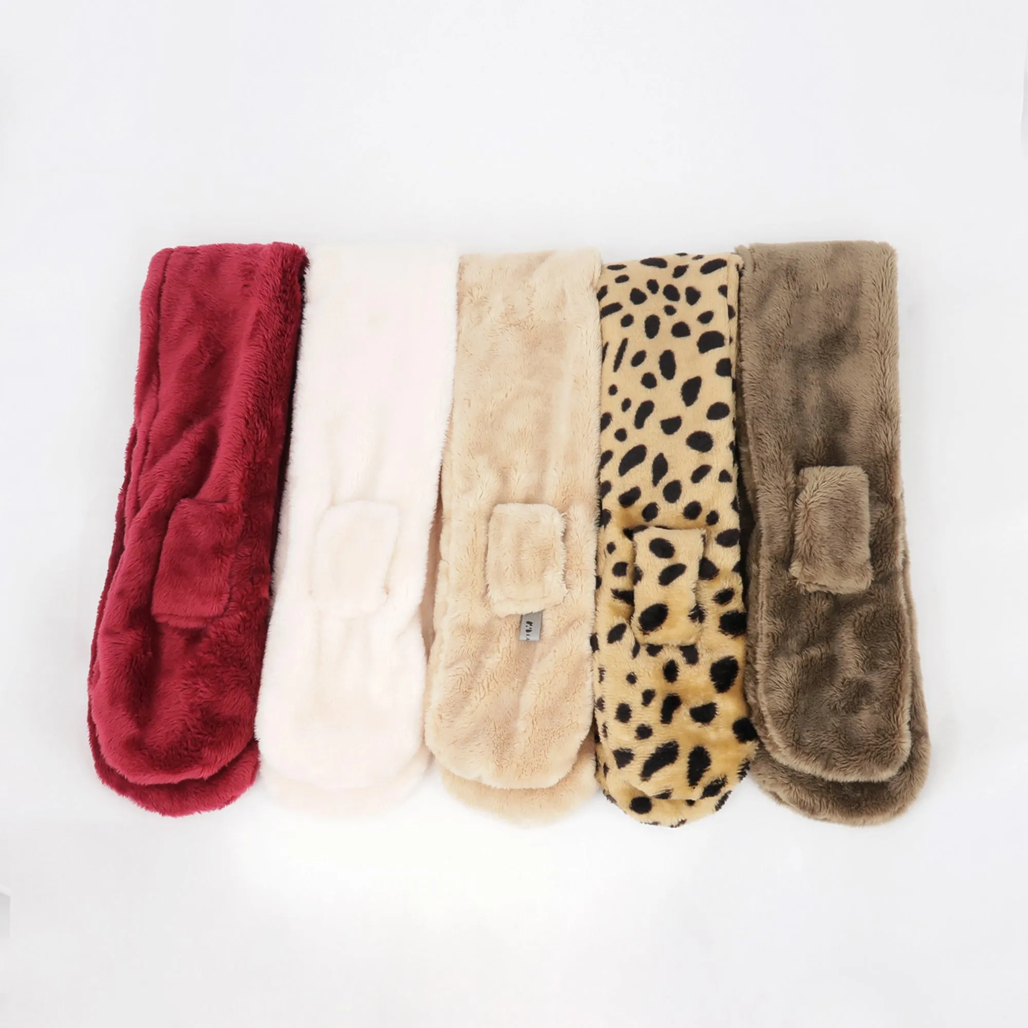 Kids Winter Fashion Scarf Baby Warm Fluffy Thick Fleece Toddler Neck Warmer | Ivory Navy