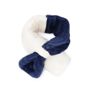 Kids Winter Fashion Scarf Baby Warm Fluffy Thick Fleece Toddler Neck Warmer | Ivory Navy
